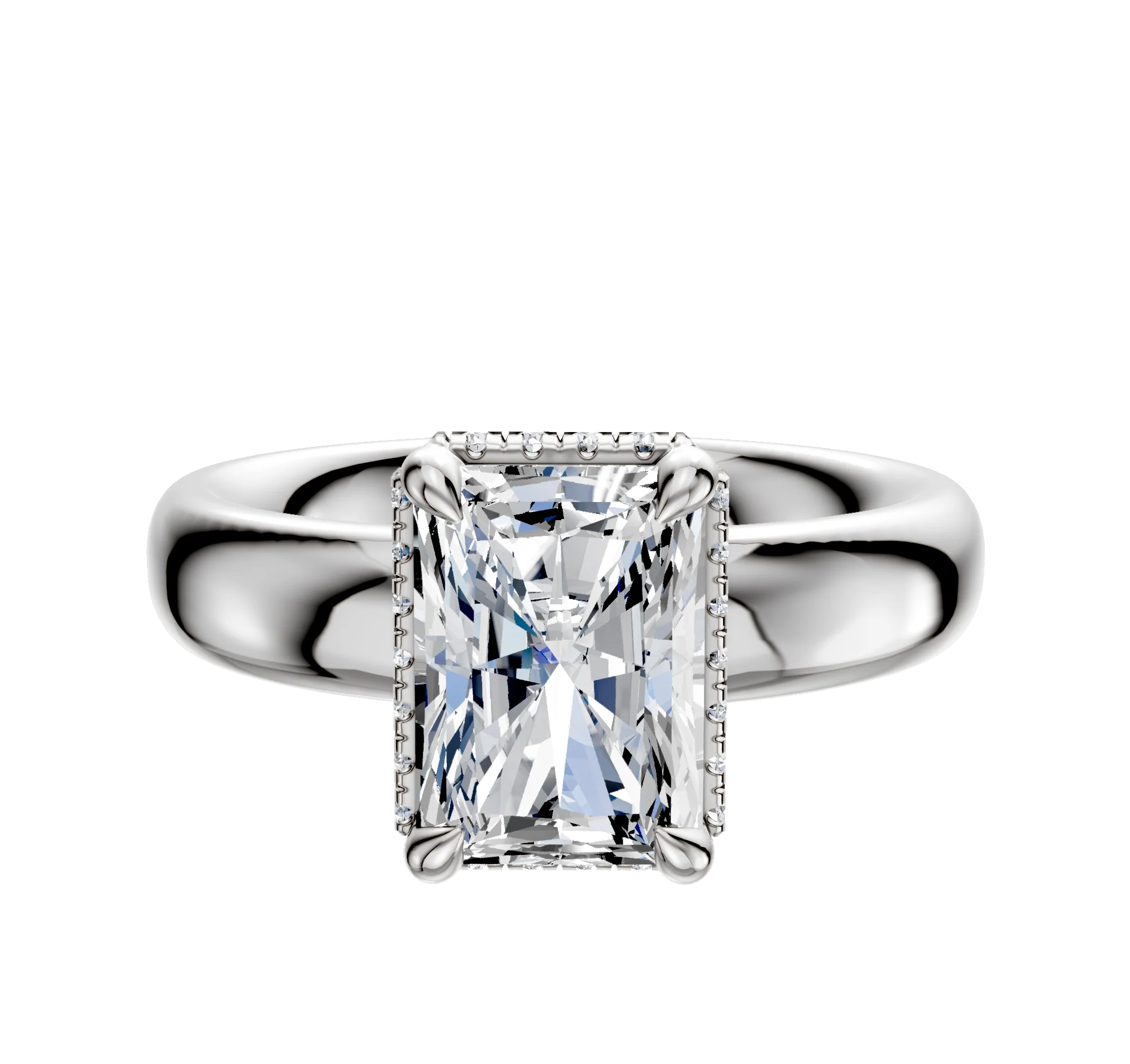 Platinum 4 Prong Collar Classic Dome 4.0mm Engagement Ring