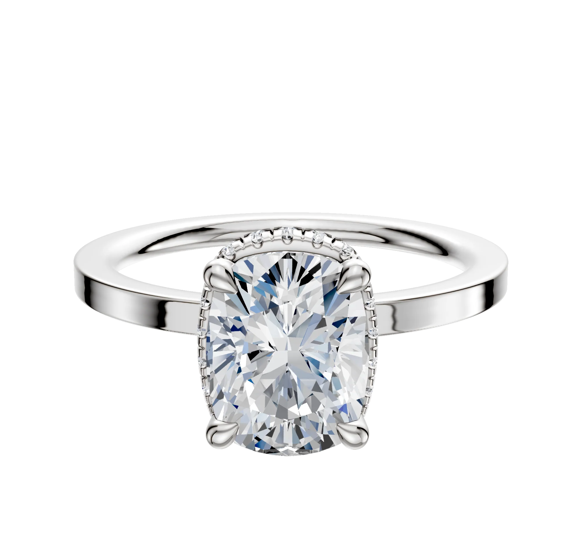 Platinum 4 Prong Collar Classic Flat 1.5mm Engagement Ring