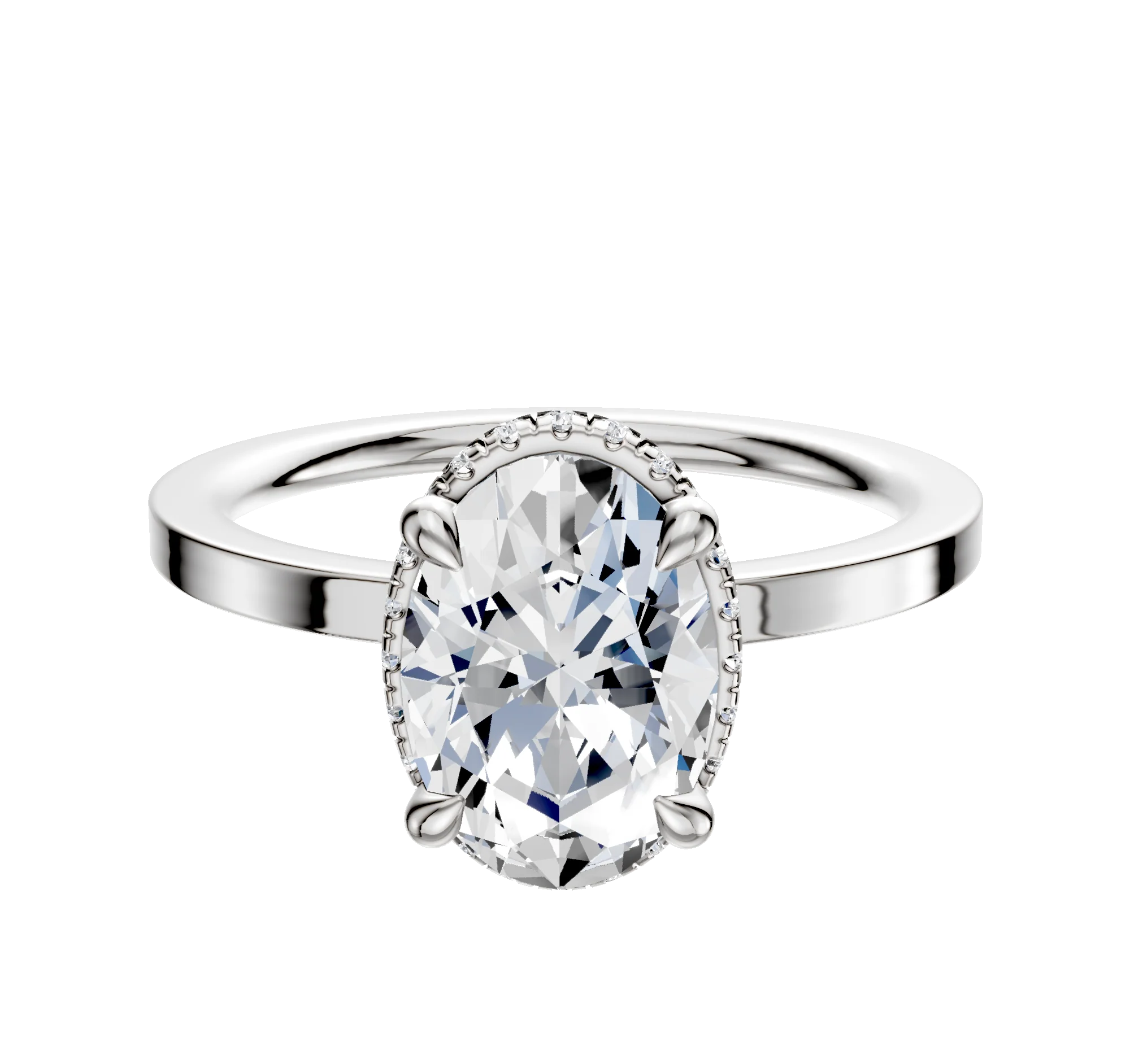 Platinum 4 Prong Collar Classic Flat 1.5mm Engagement Ring