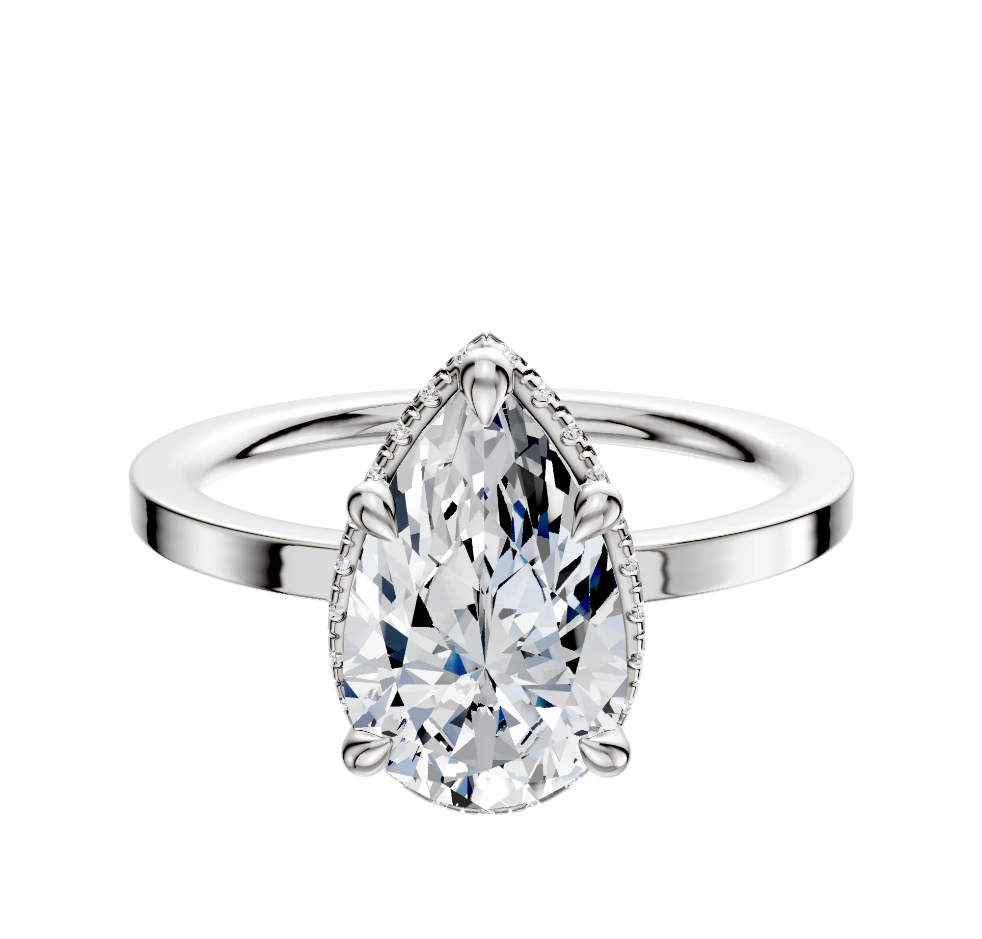 Platinum 4 Prong Collar Classic Flat 1.5mm Engagement Ring