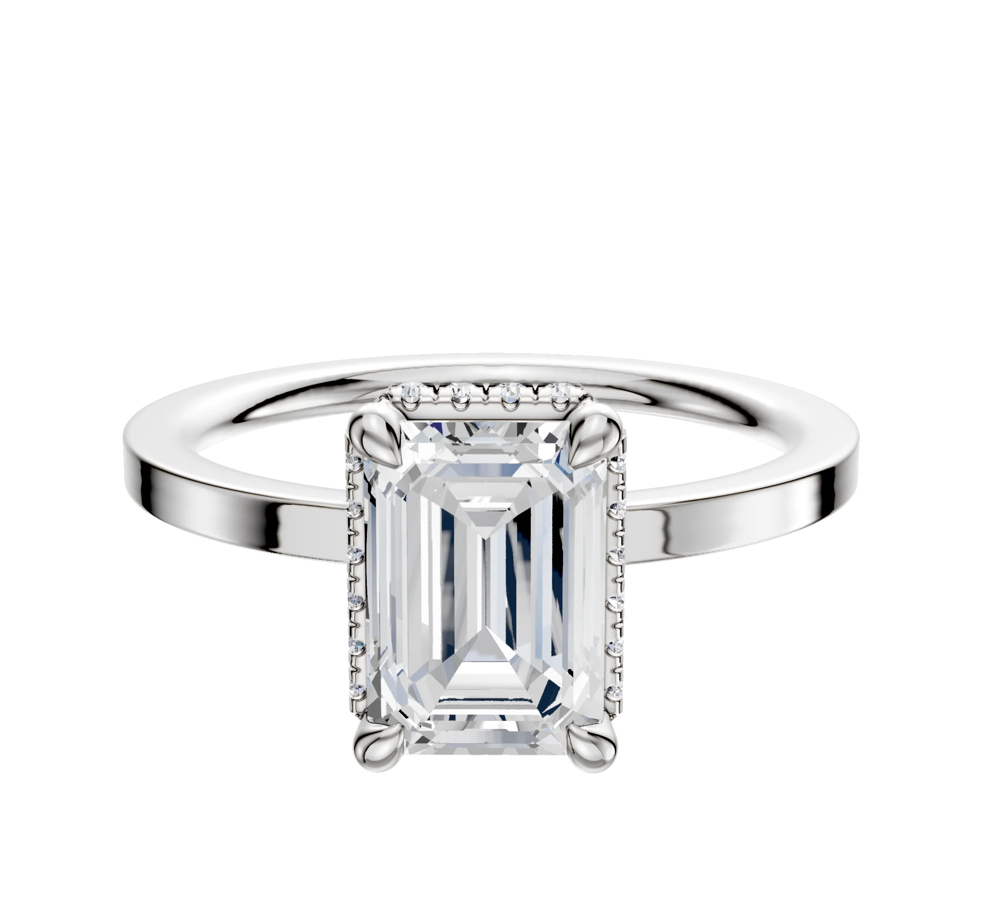 Platinum 4 Prong Collar Classic Flat 1.5mm Engagement Ring