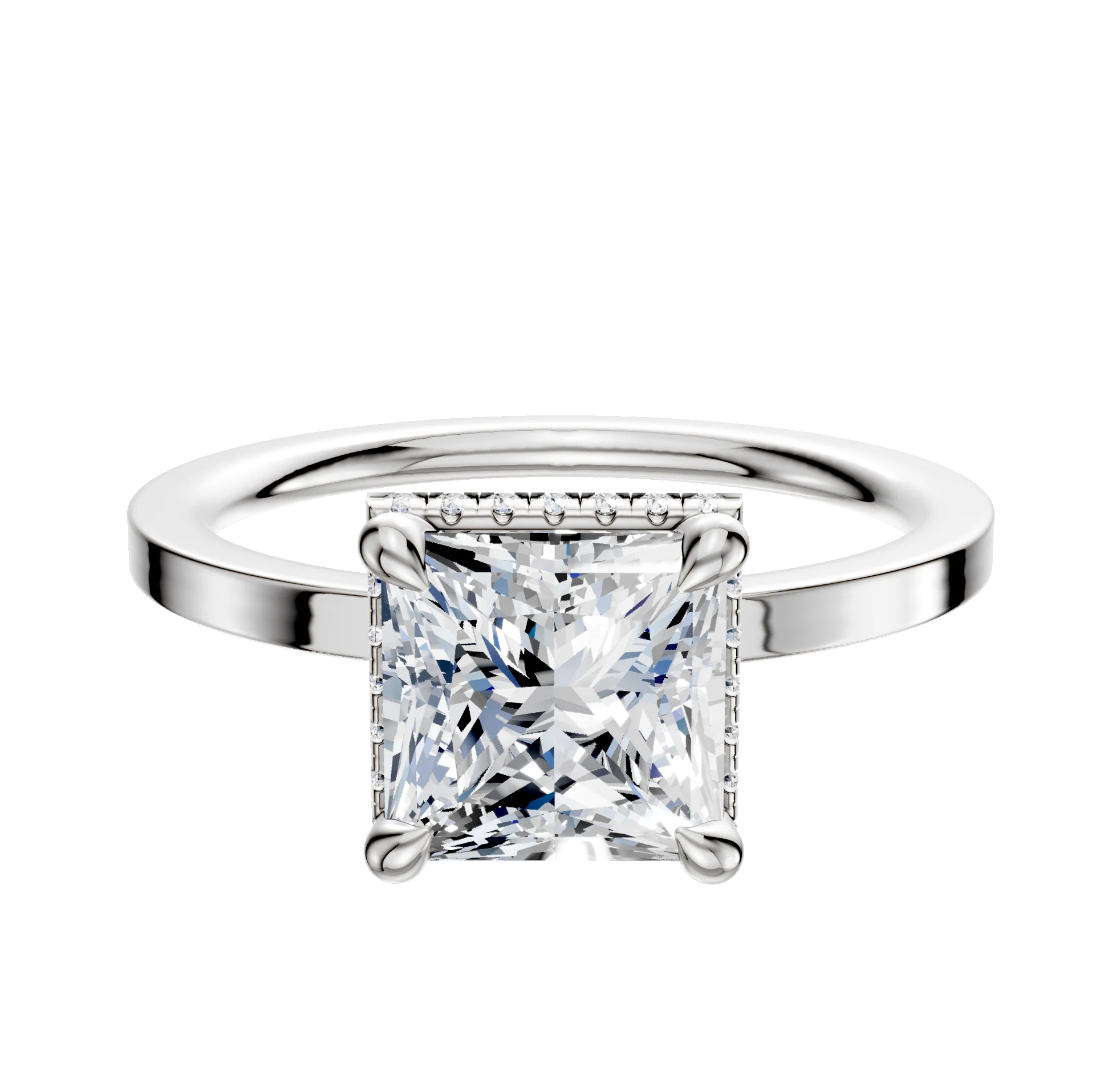 Platinum 4 Prong Collar Classic Flat 1.5mm Engagement Ring