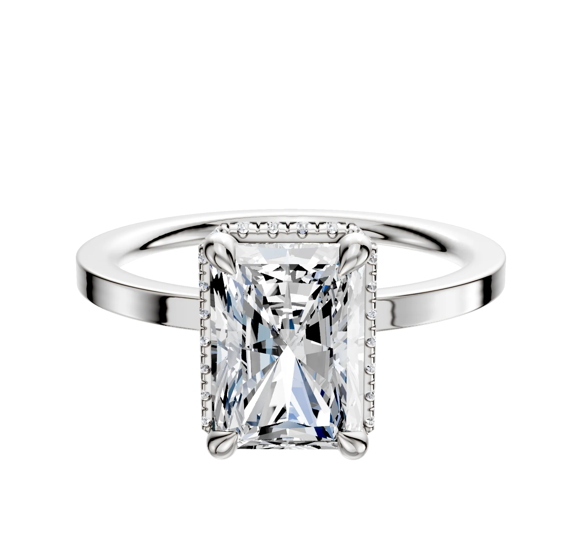 Platinum 4 Prong Collar Classic Flat 1.5mm Engagement Ring