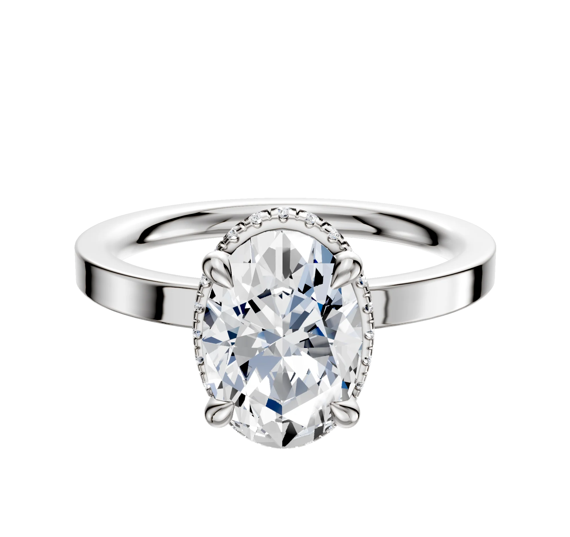Platinum 4 Prong Collar Classic Flat 2.0mm Engagement Ring