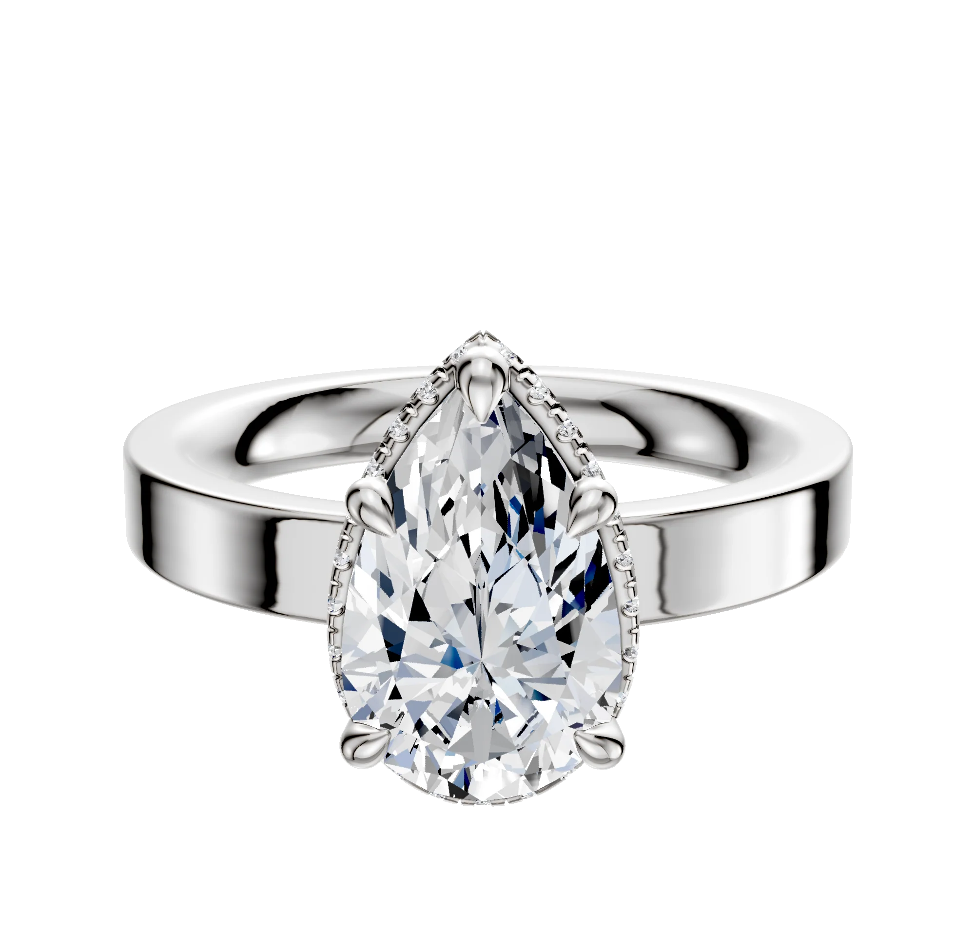 Platinum 4 Prong Collar Classic Flat 3.0mm Engagement Ring