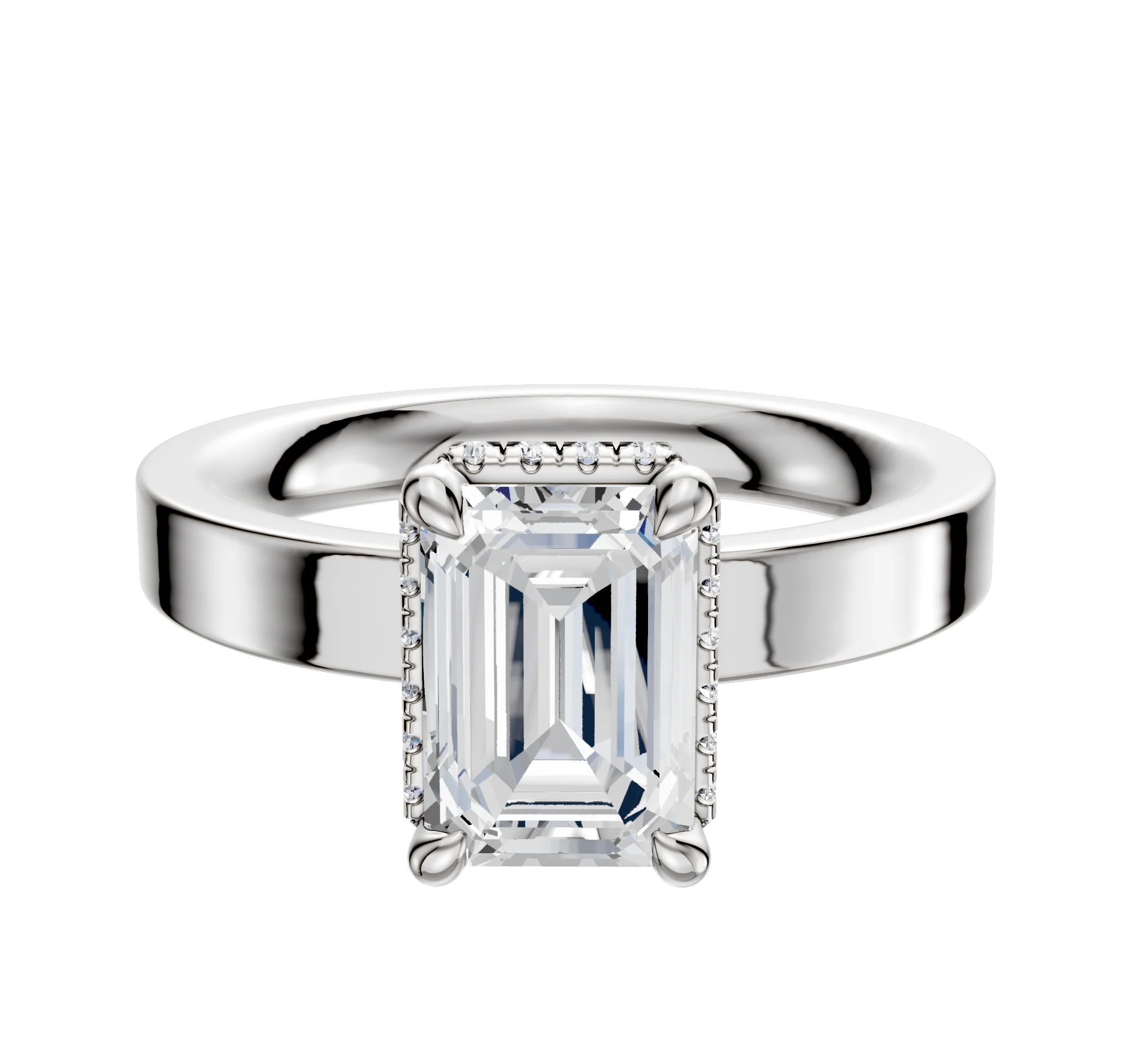 Platinum 4 Prong Collar Classic Flat 3.0mm Engagement Ring