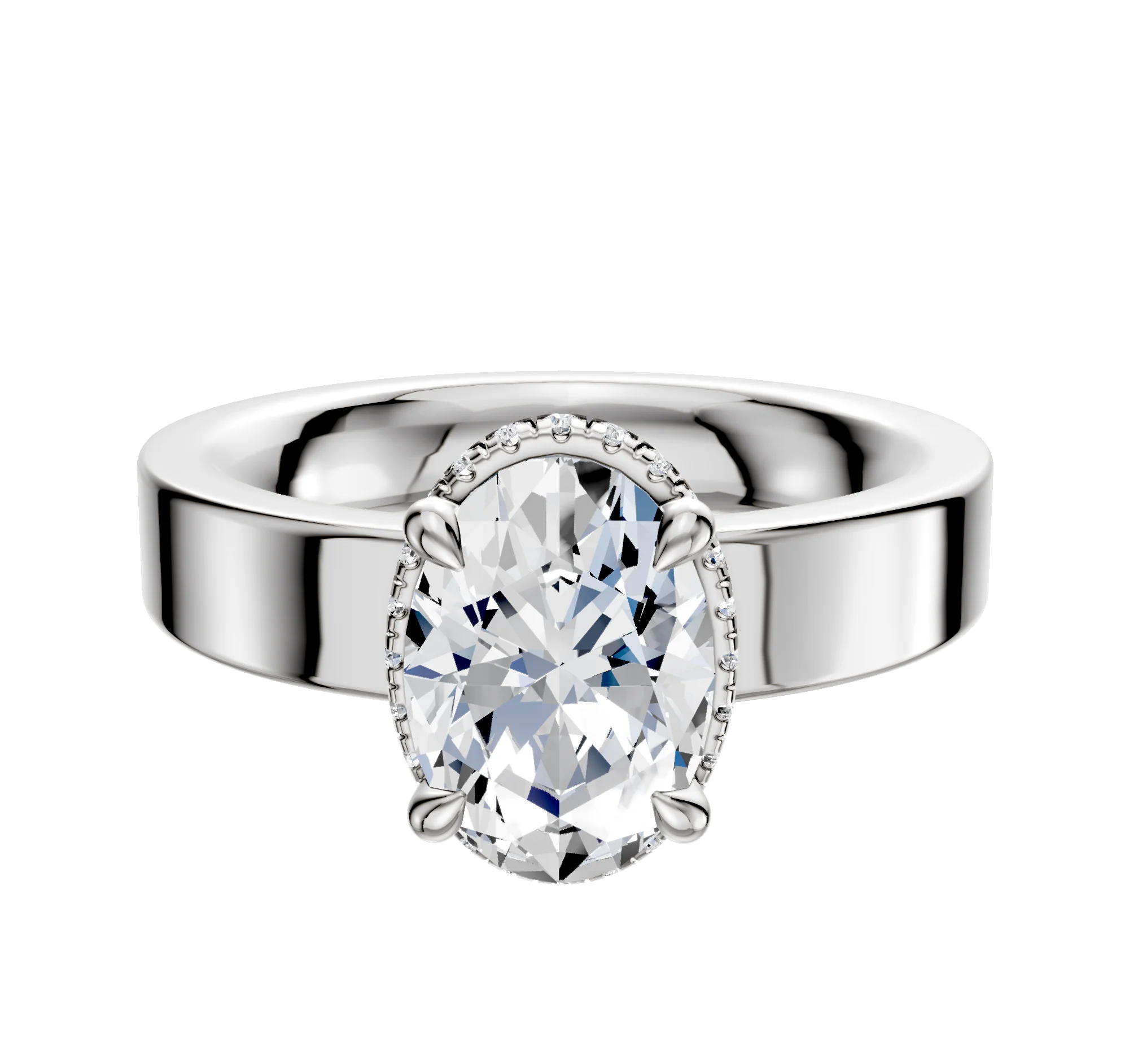 Platinum 4 Prong Collar Classic Flat 4.0mm Engagement Ring