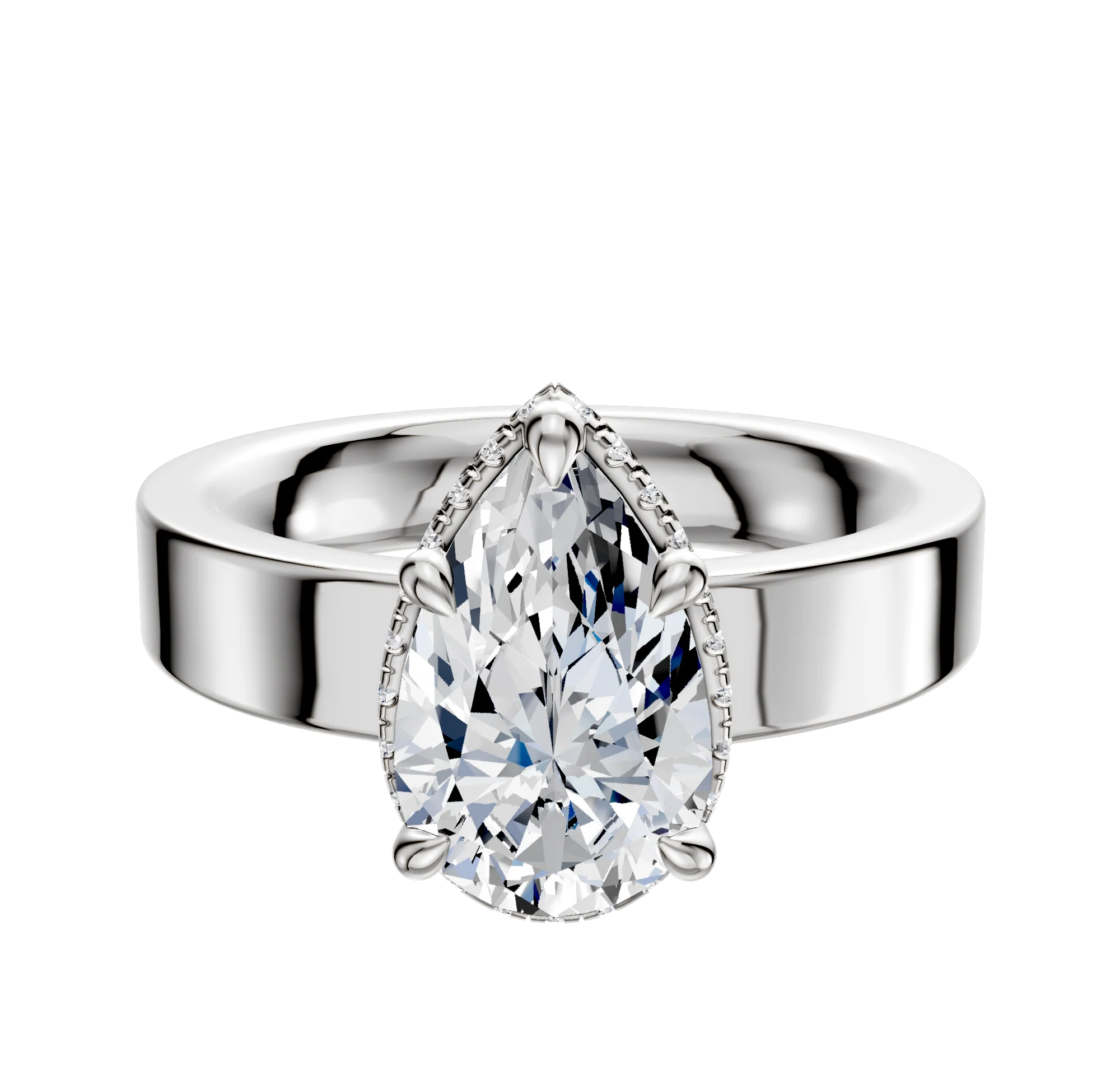 Platinum 4 Prong Collar Classic Flat 4.0mm Engagement Ring