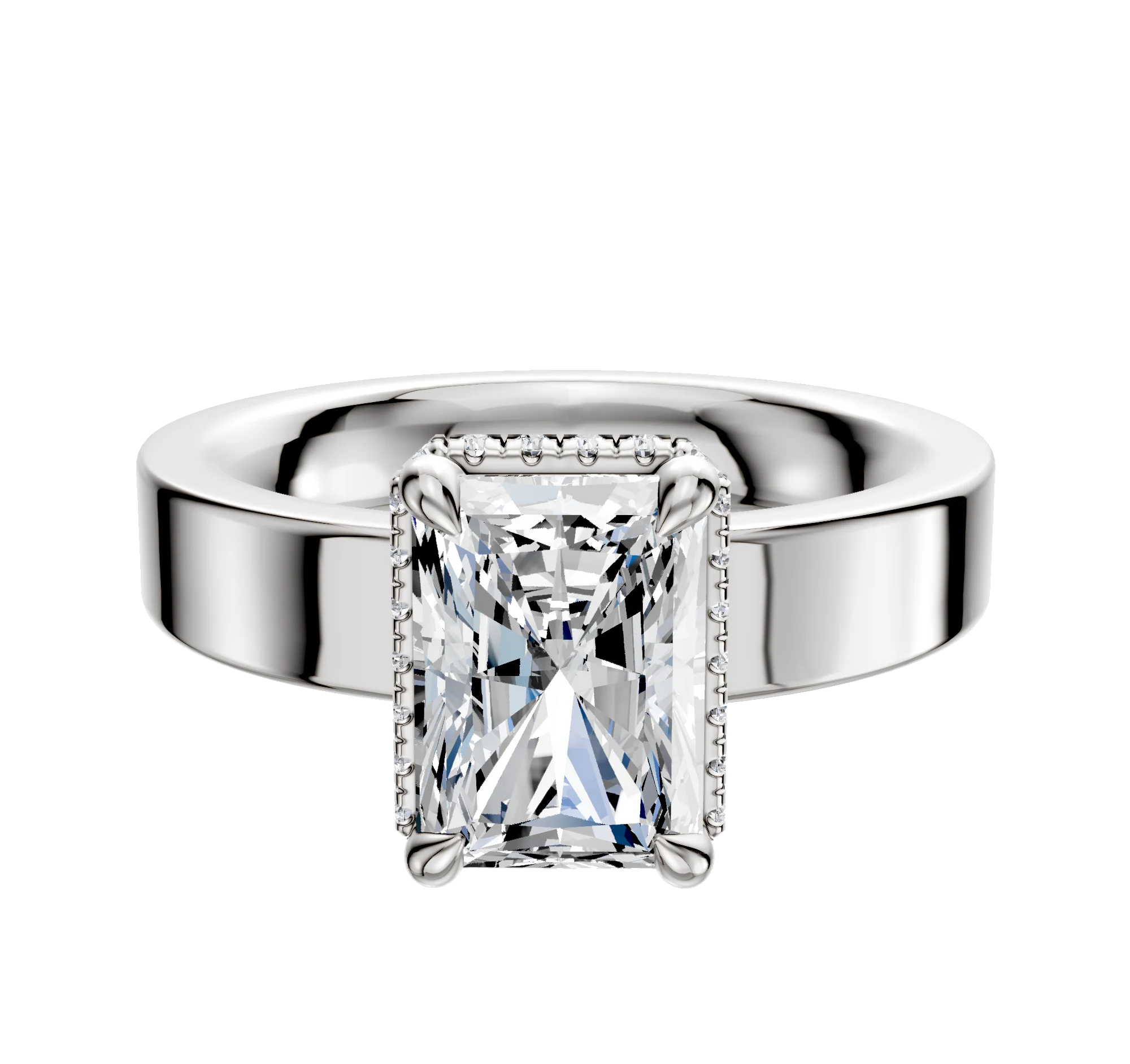 Platinum 4 Prong Collar Classic Flat 4.0mm Engagement Ring