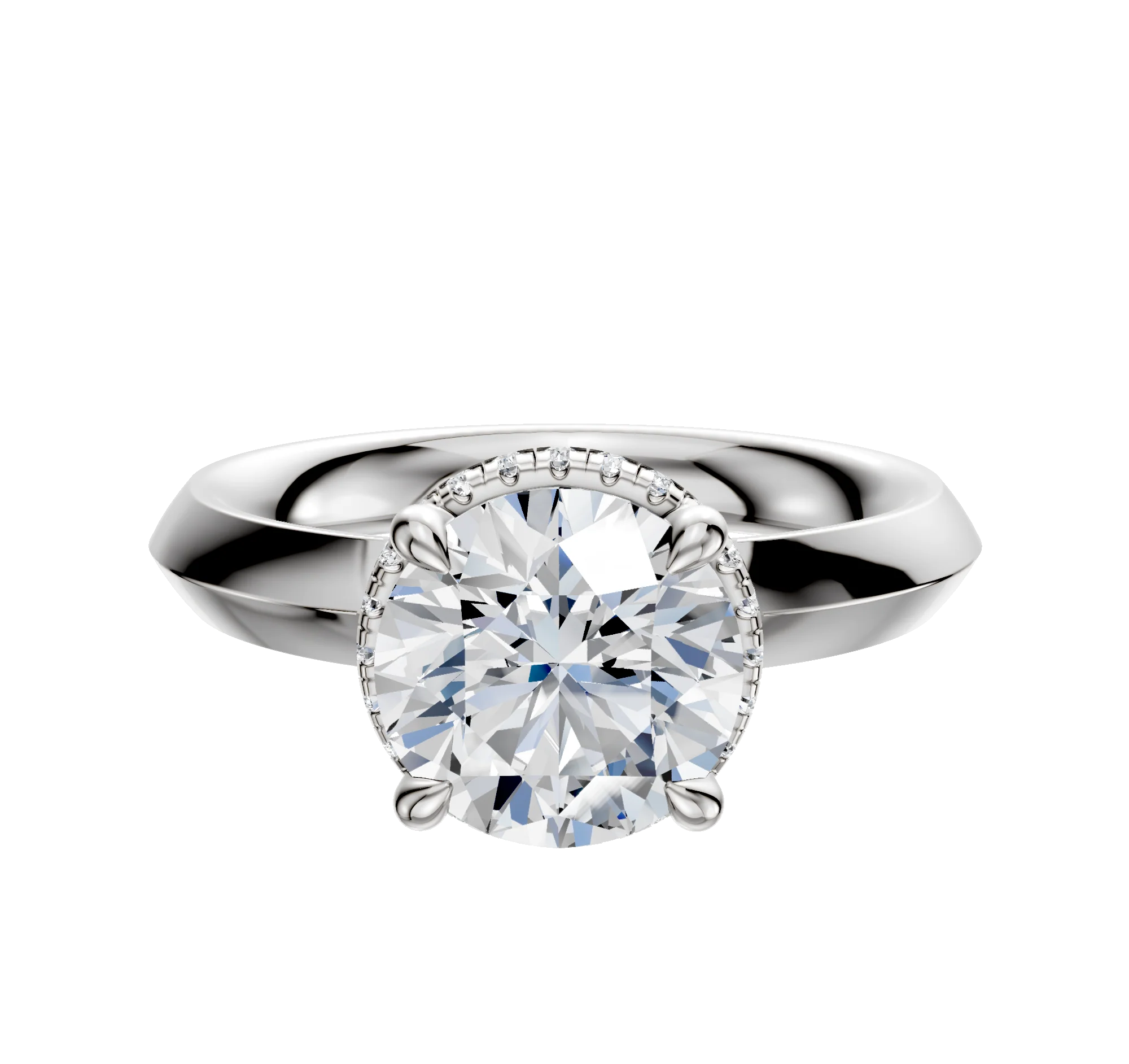 Platinum 4 Prong Collar Classic Knife Edge 3.0mm Engagement Ring