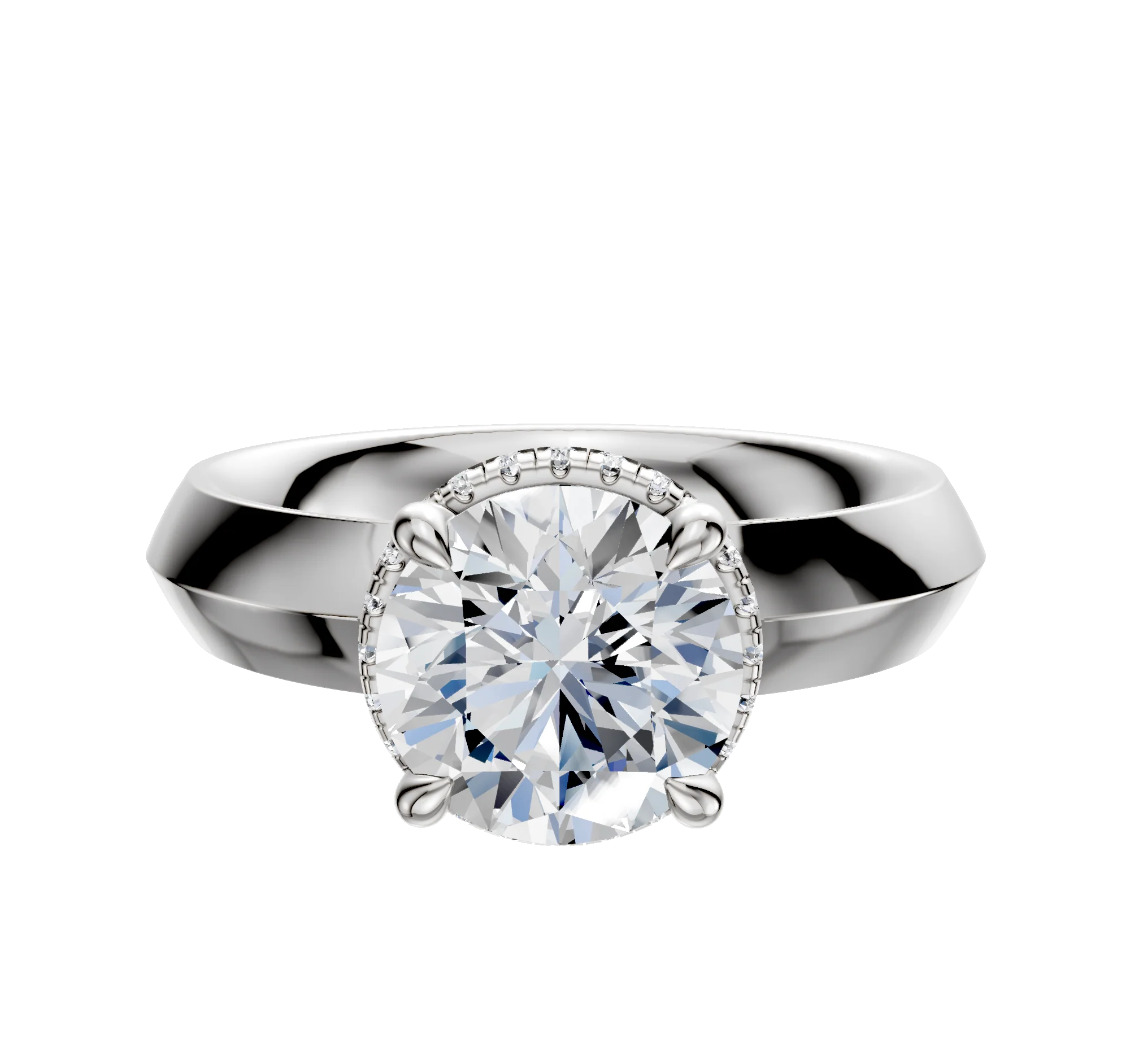 Platinum 4 Prong Collar Classic Knife Edge 4.0mm Engagement Ring