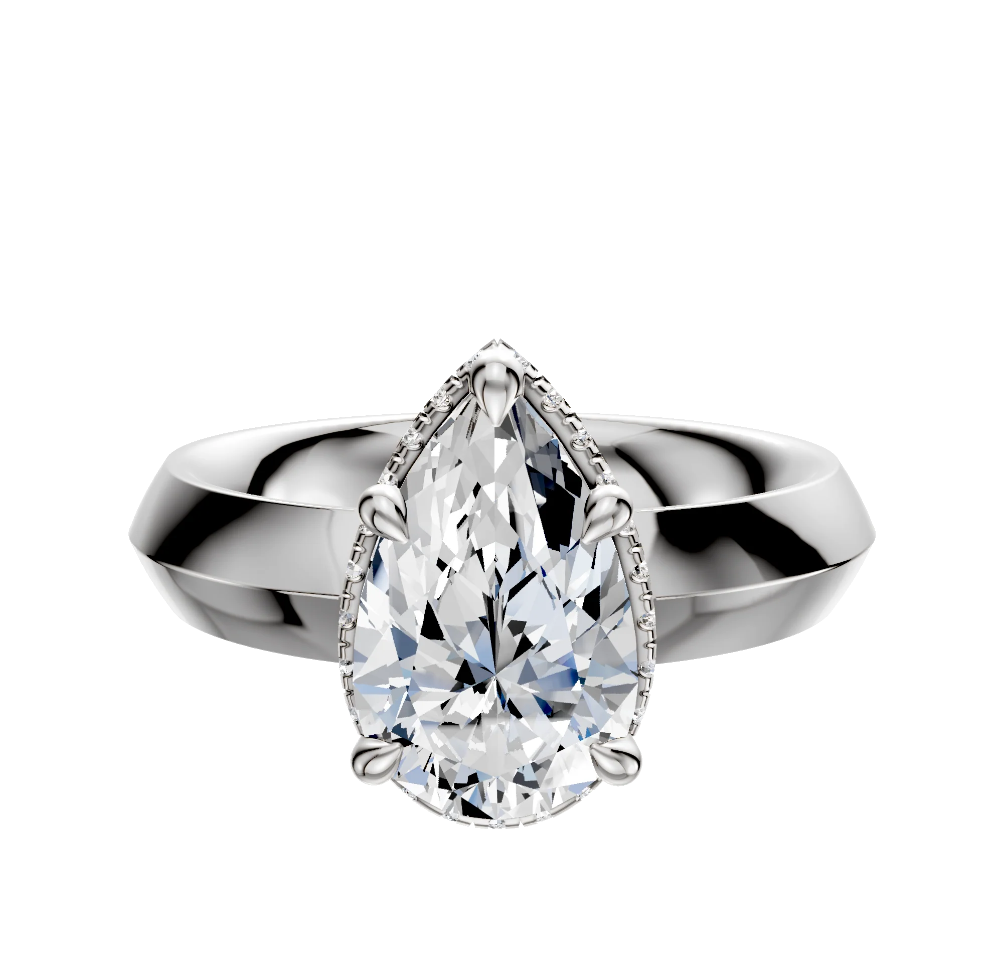 Platinum 4 Prong Collar Classic Knife Edge 4.0mm Engagement Ring