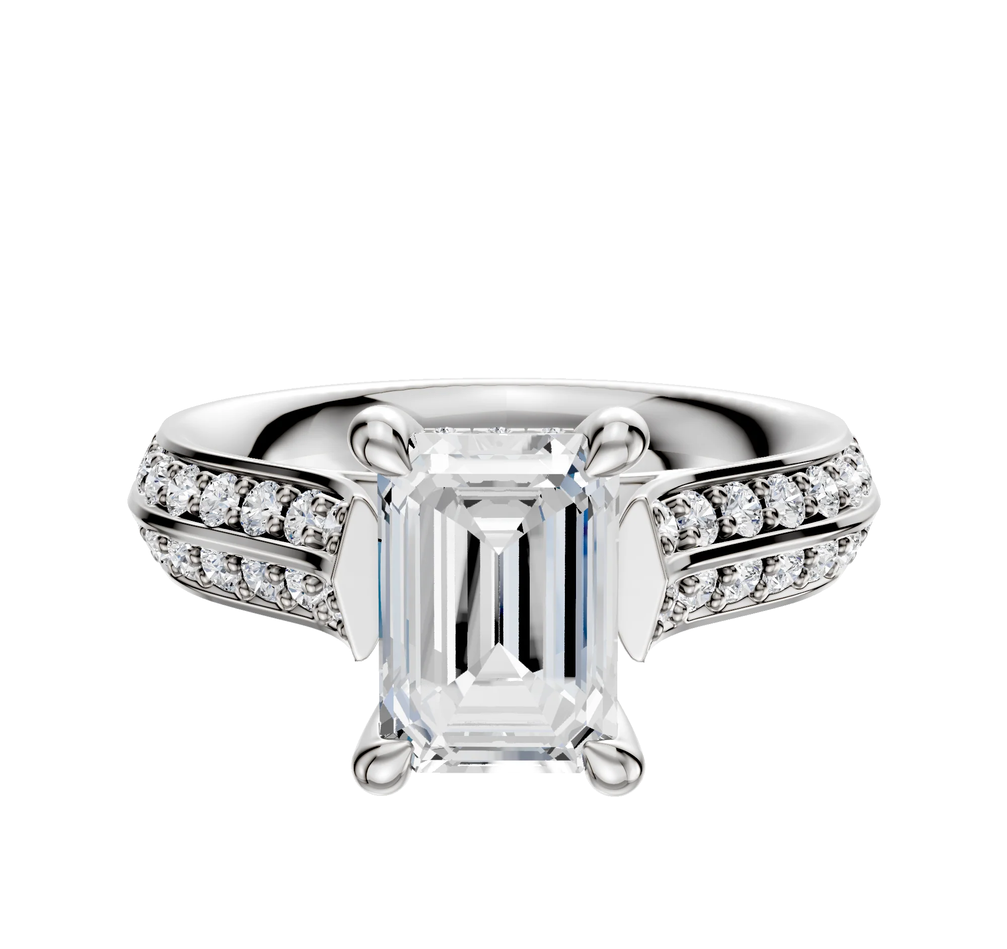 Platinum 4 Prong Hidden Halo Cathedral Knife Edge 1-Row-Pave 2.5mm Engagement Ring