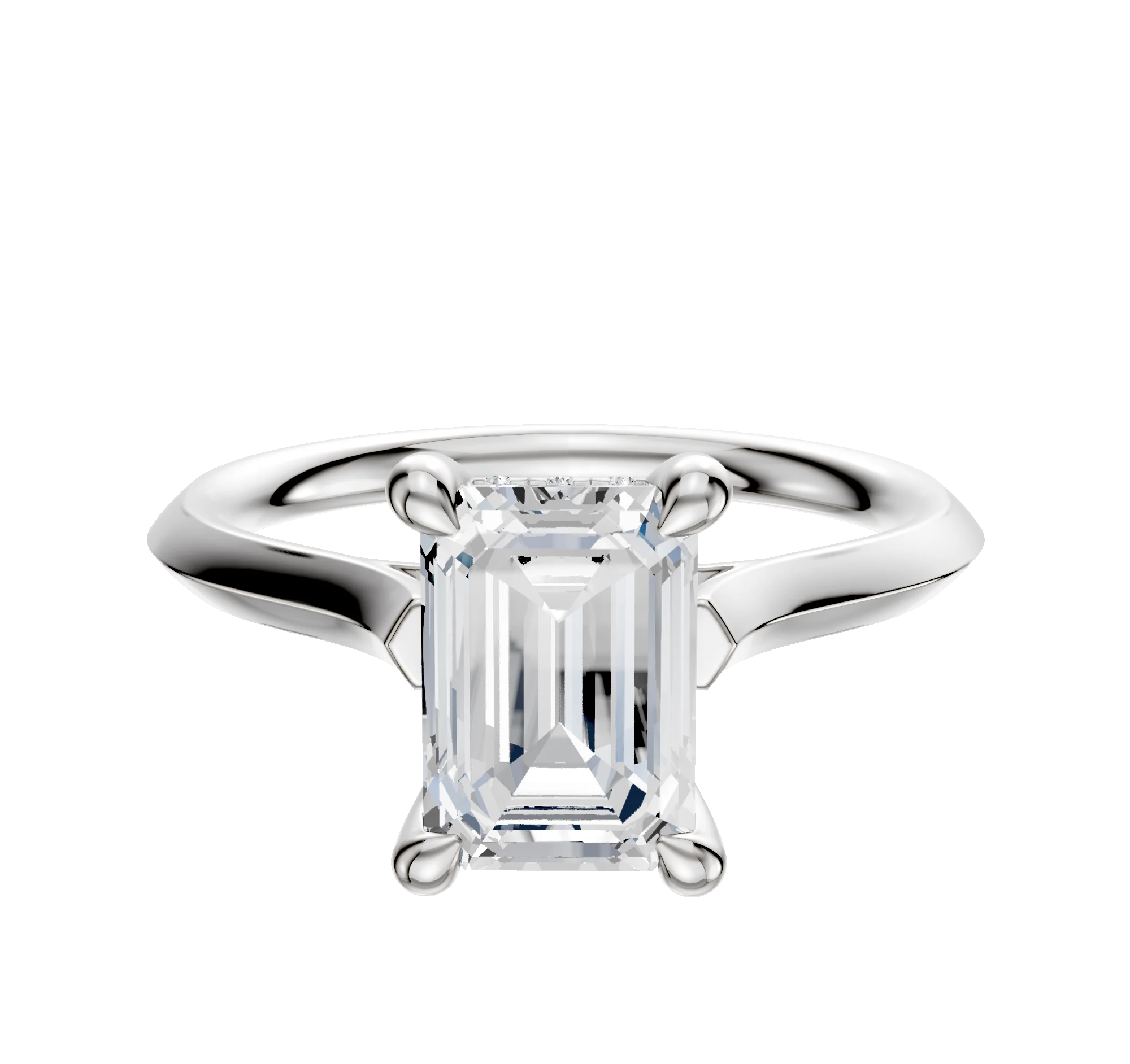 Platinum 4 Prong Hidden Halo Cathedral Knife Edge 2.0mm Engagement Ring