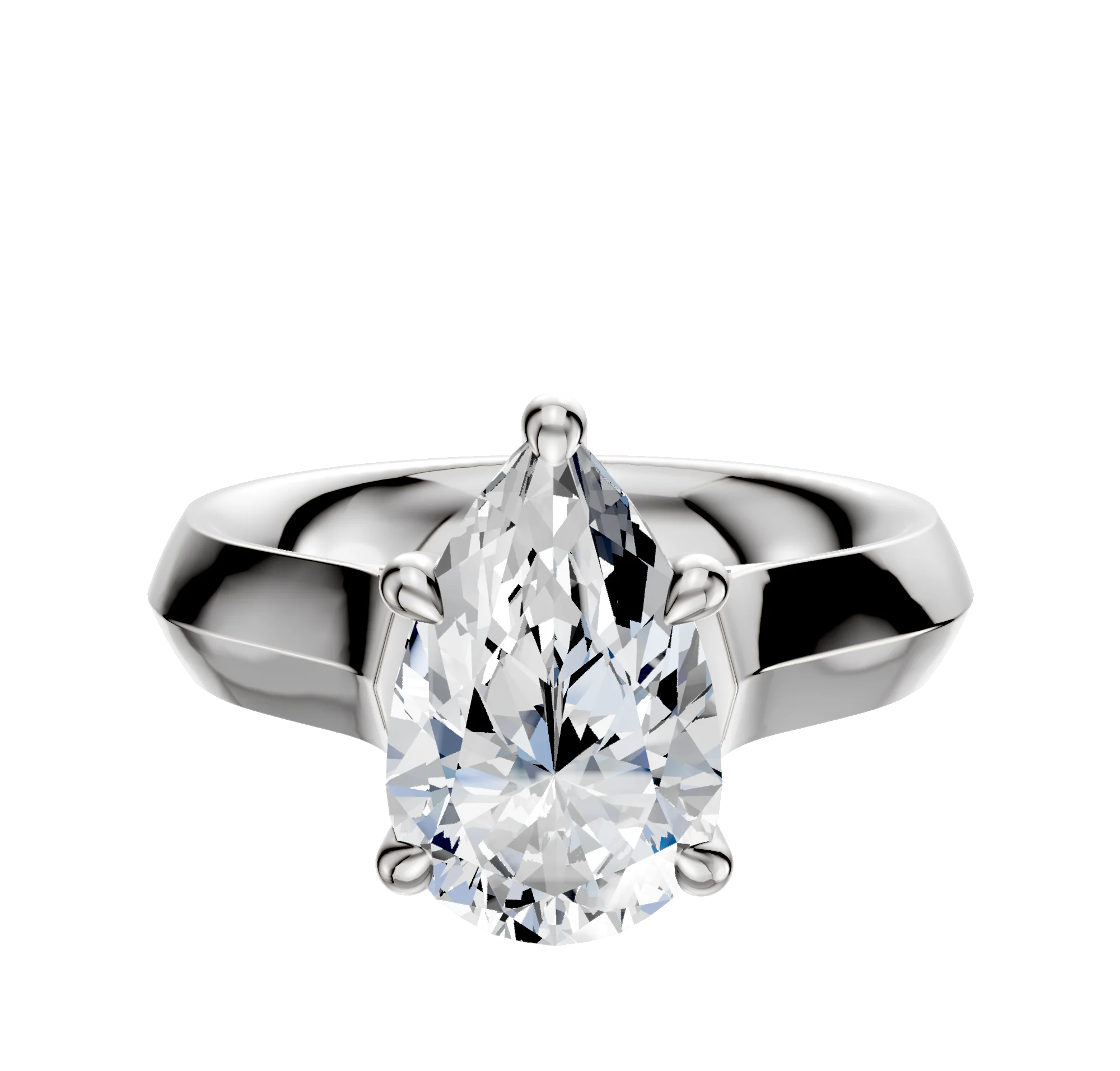 Platinum 4 Prong Hidden Halo Cathedral Knife Edge 4.0mm Engagement Ring