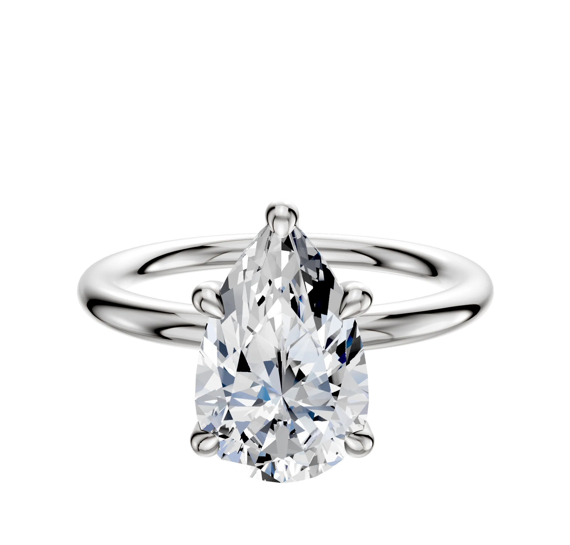 Platinum 4 Prong Hidden Halo Classic Dome 2.0mm Engagement Ring