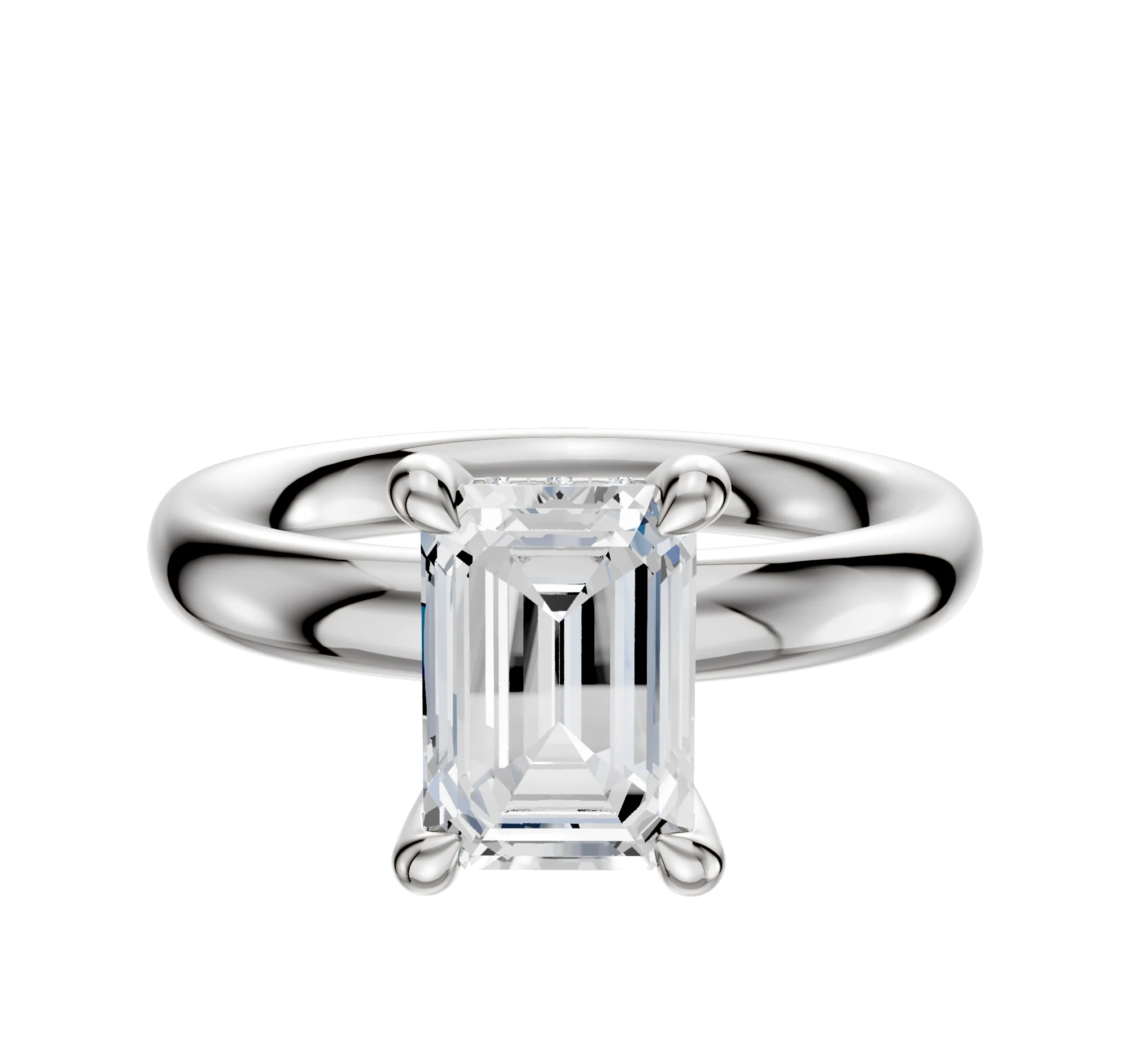 Platinum 4 Prong Hidden Halo Classic Dome 3.0mm Engagement Ring