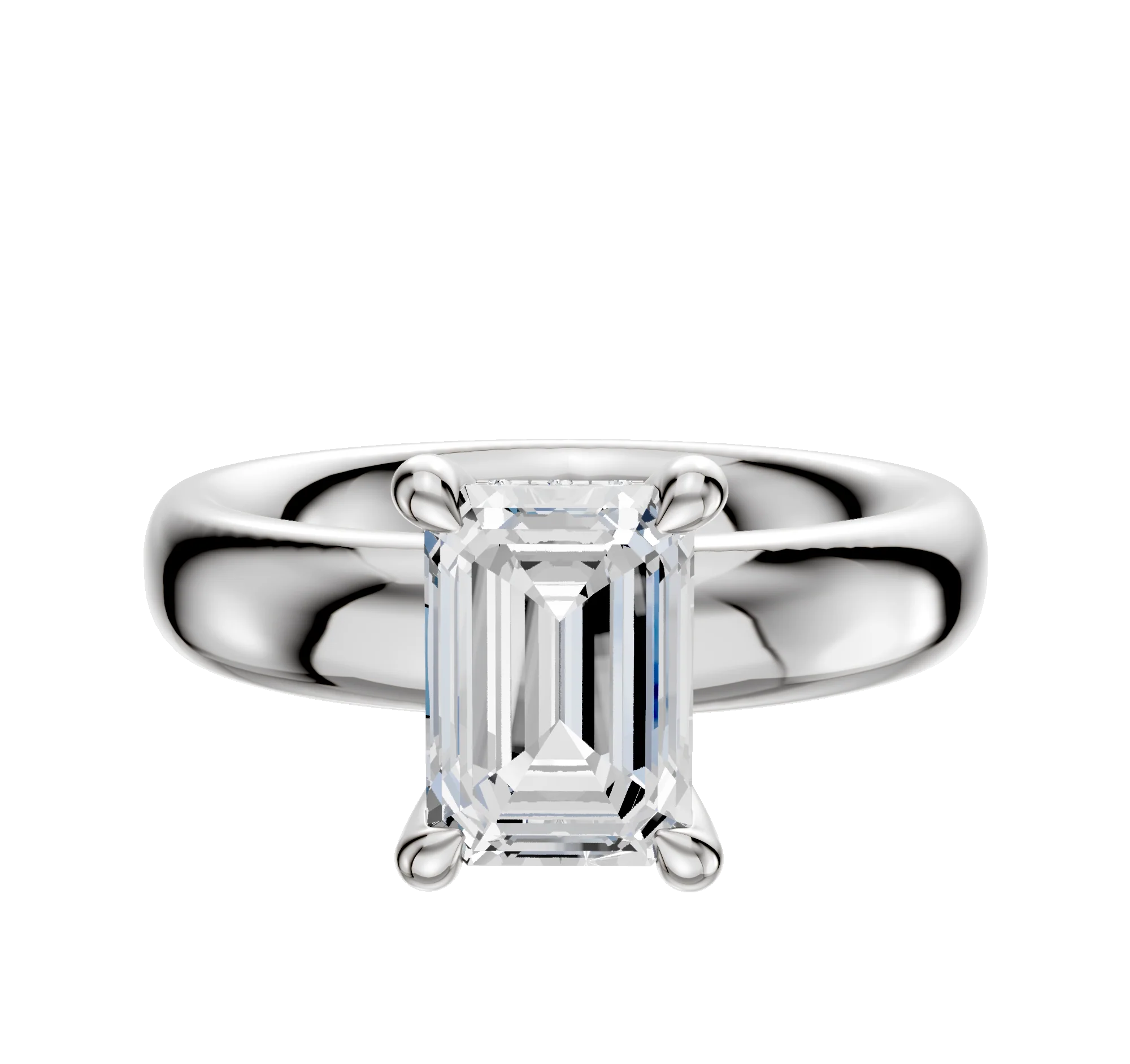Platinum 4 Prong Hidden Halo Classic Dome 4.0mm Engagement Ring