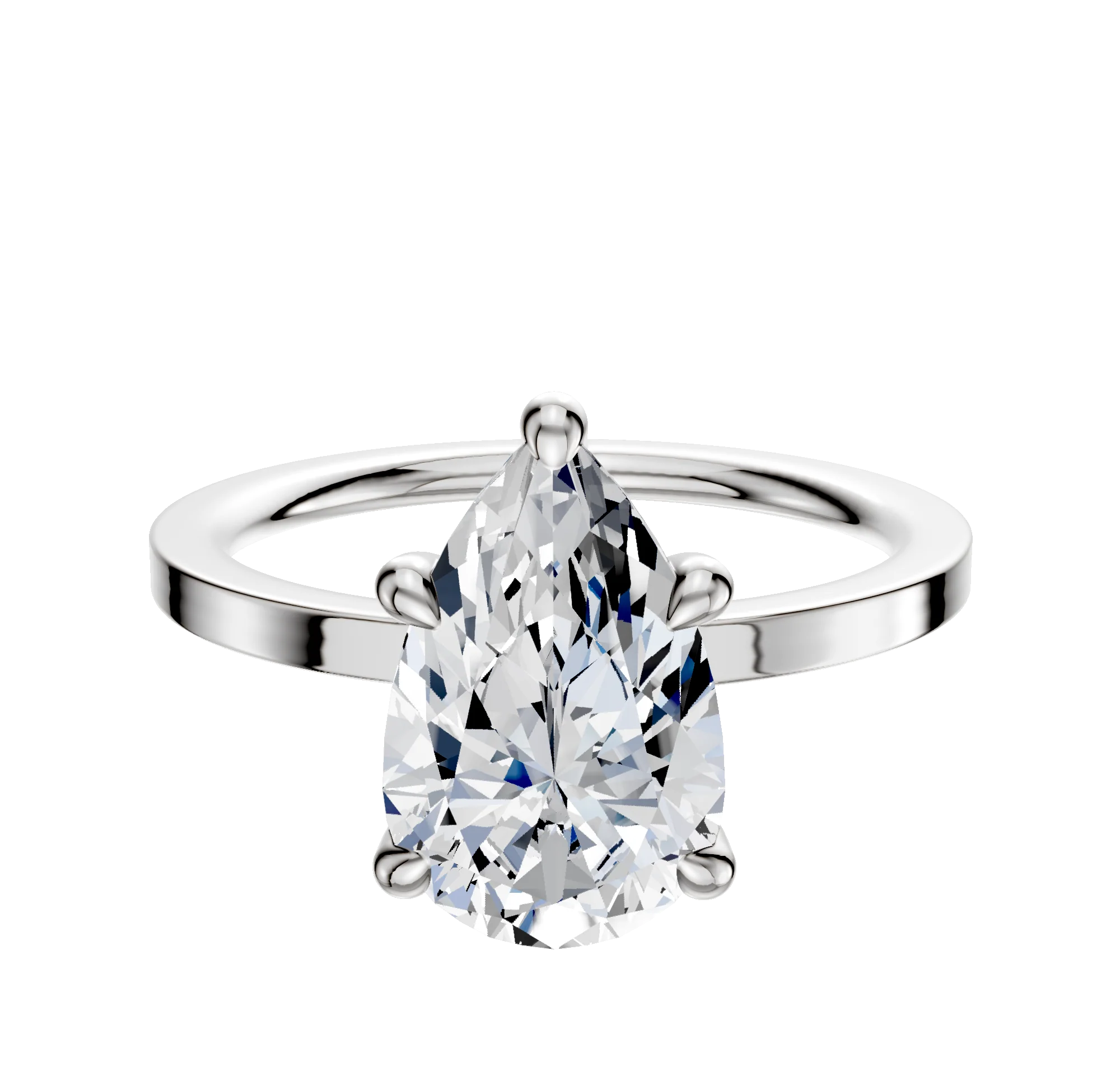 Platinum 4 Prong Hidden Halo Classic Flat 1.5mm Engagement Ring