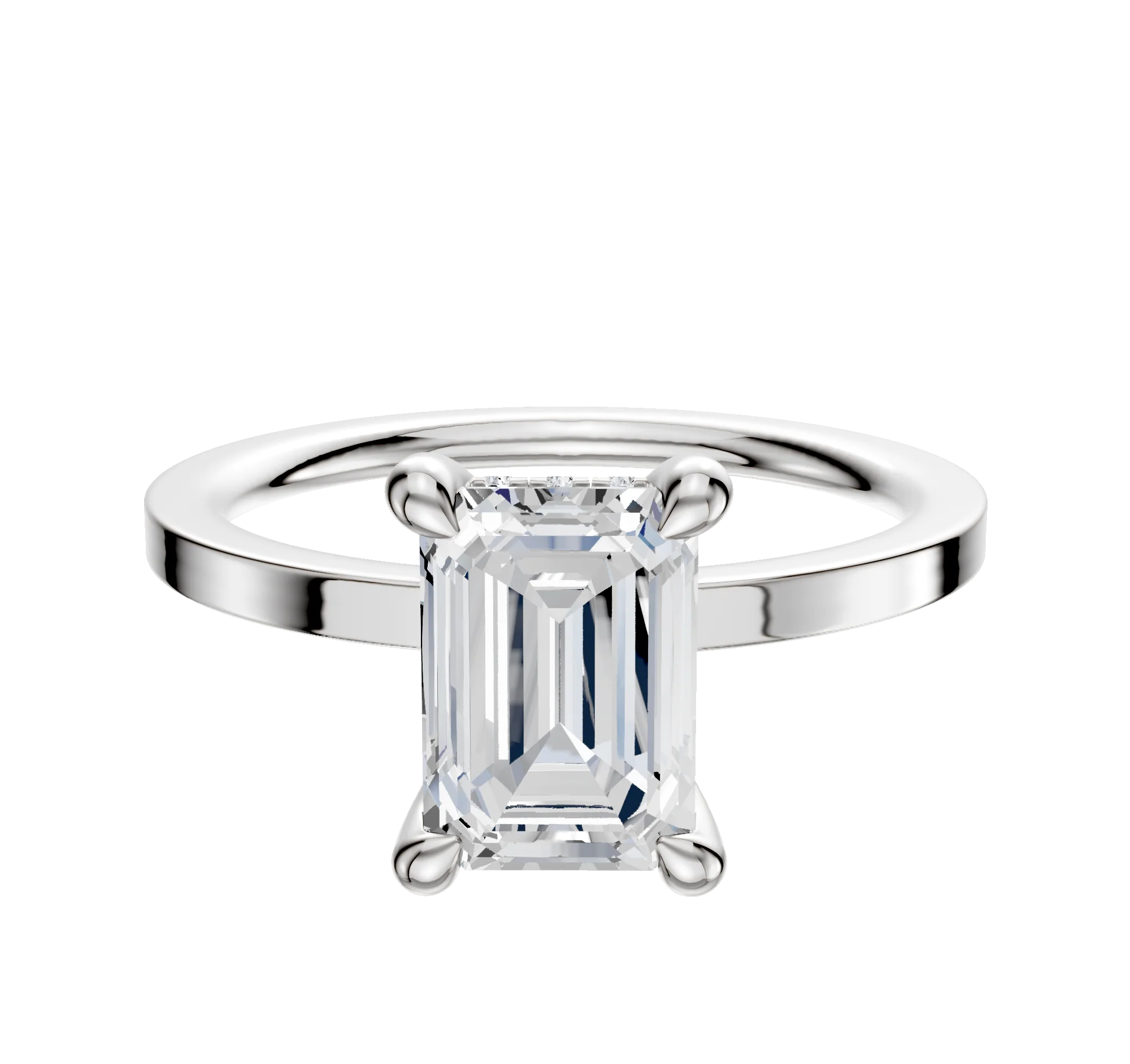 Platinum 4 Prong Hidden Halo Classic Flat 1.5mm Engagement Ring