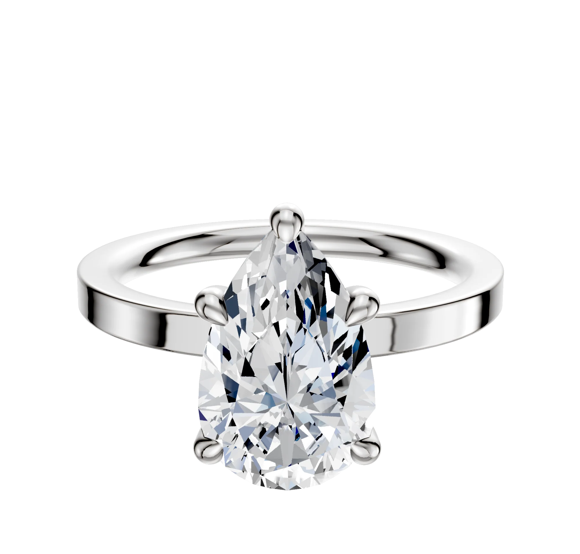 Platinum 4 Prong Hidden Halo Classic Flat 2.0mm Engagement Ring