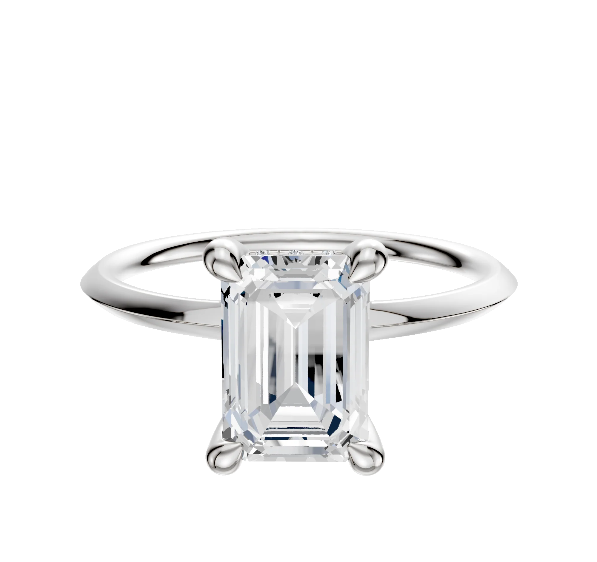Platinum 4 Prong Hidden Halo Classic Knife Edge 1.5mm Engagement Ring