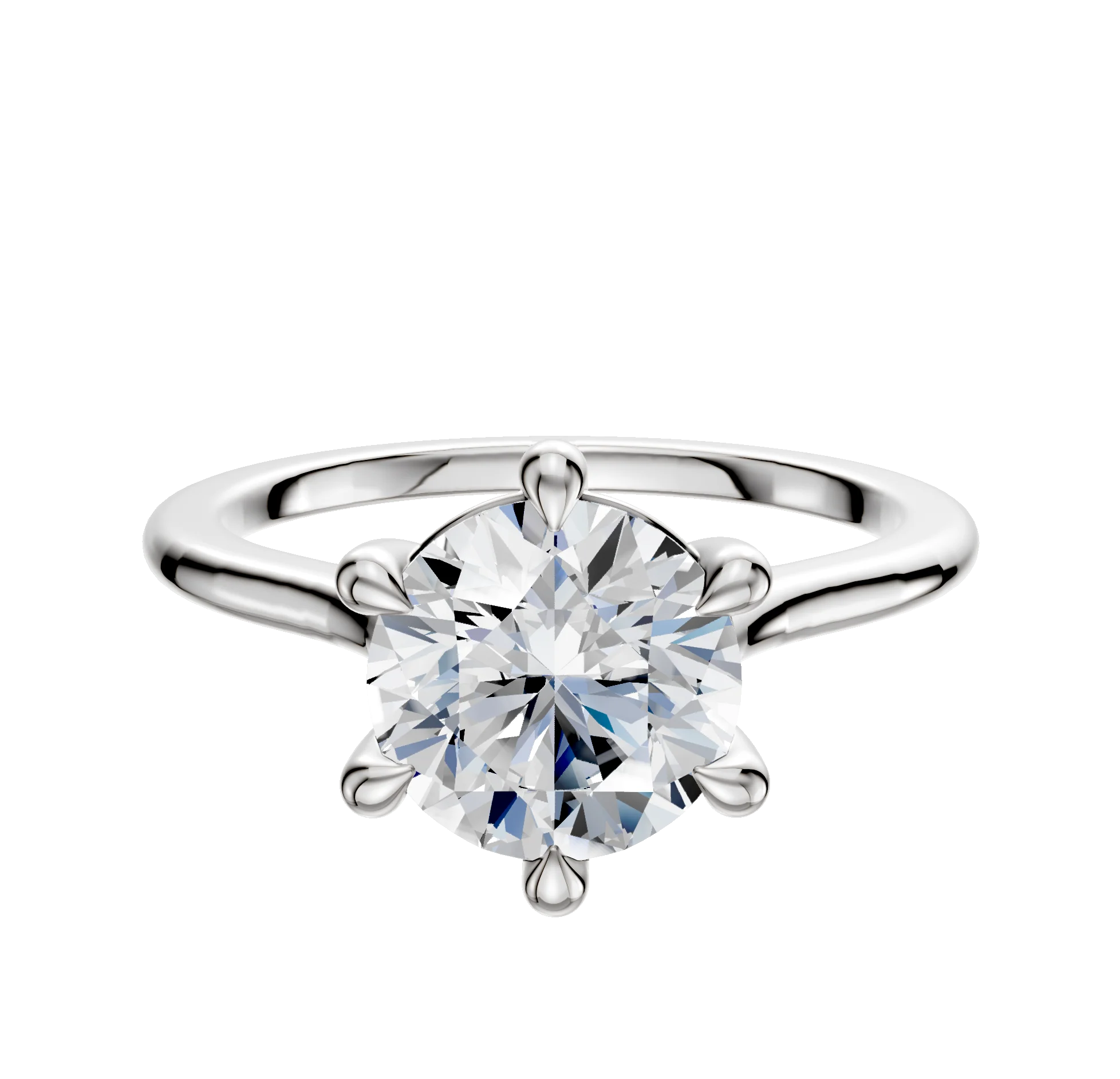 Platinum 6 Prong Basket Cathedral Dome 1.5mm Engagement Ring