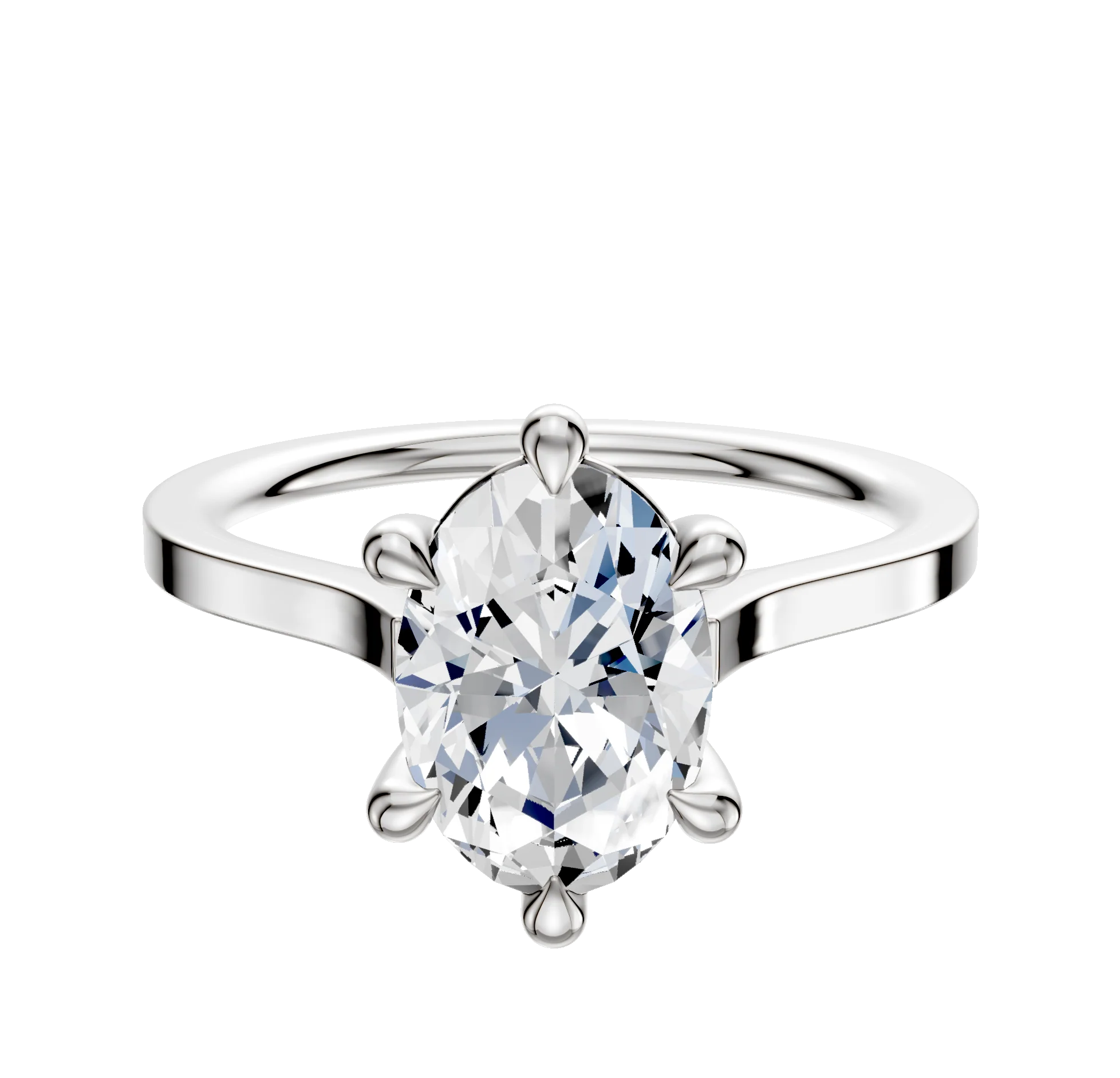Platinum 6 Prong Basket Cathedral Flat 1.5mm Engagement Ring
