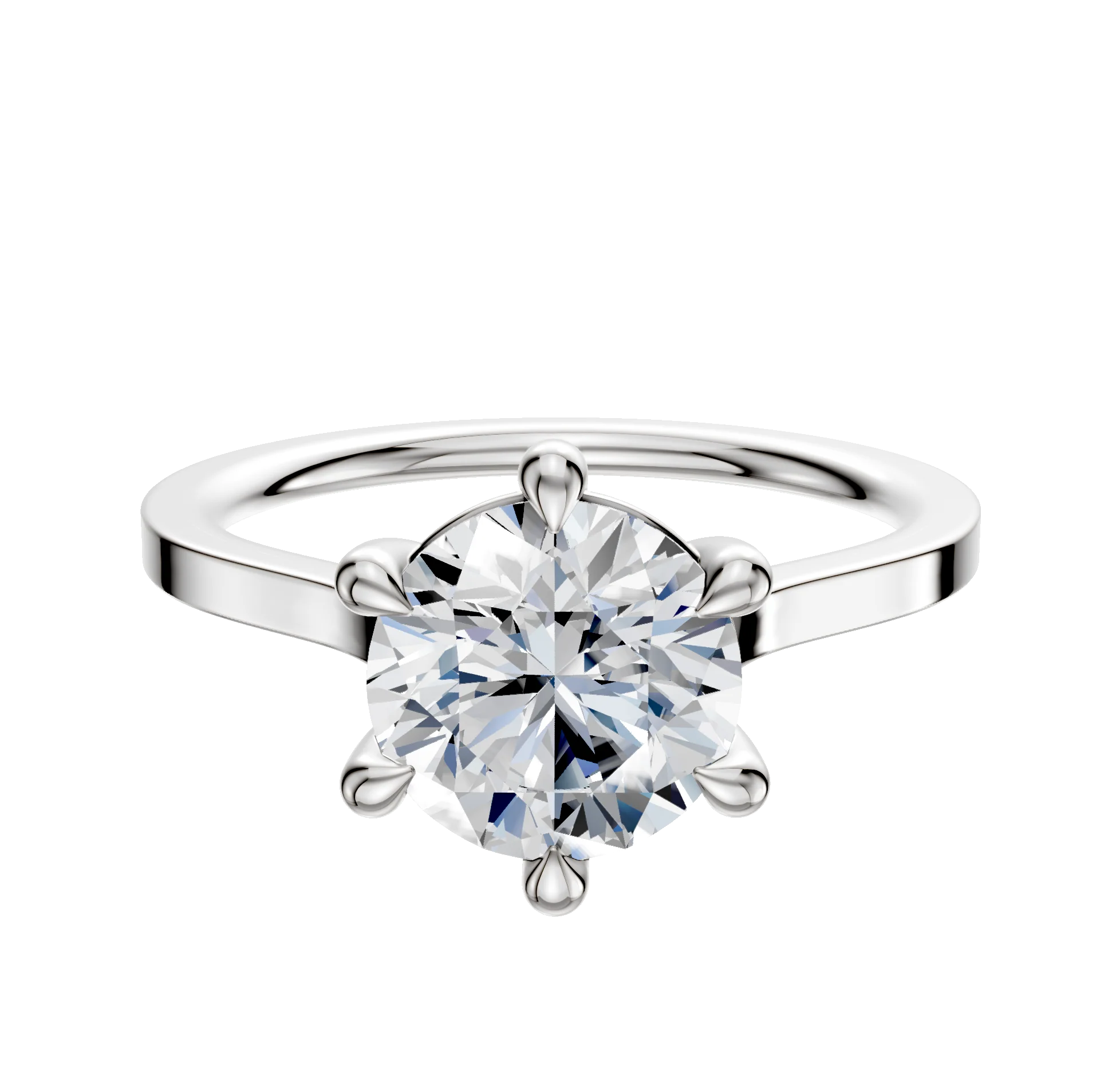 Platinum 6 Prong Basket Cathedral Flat 1.5mm Engagement Ring