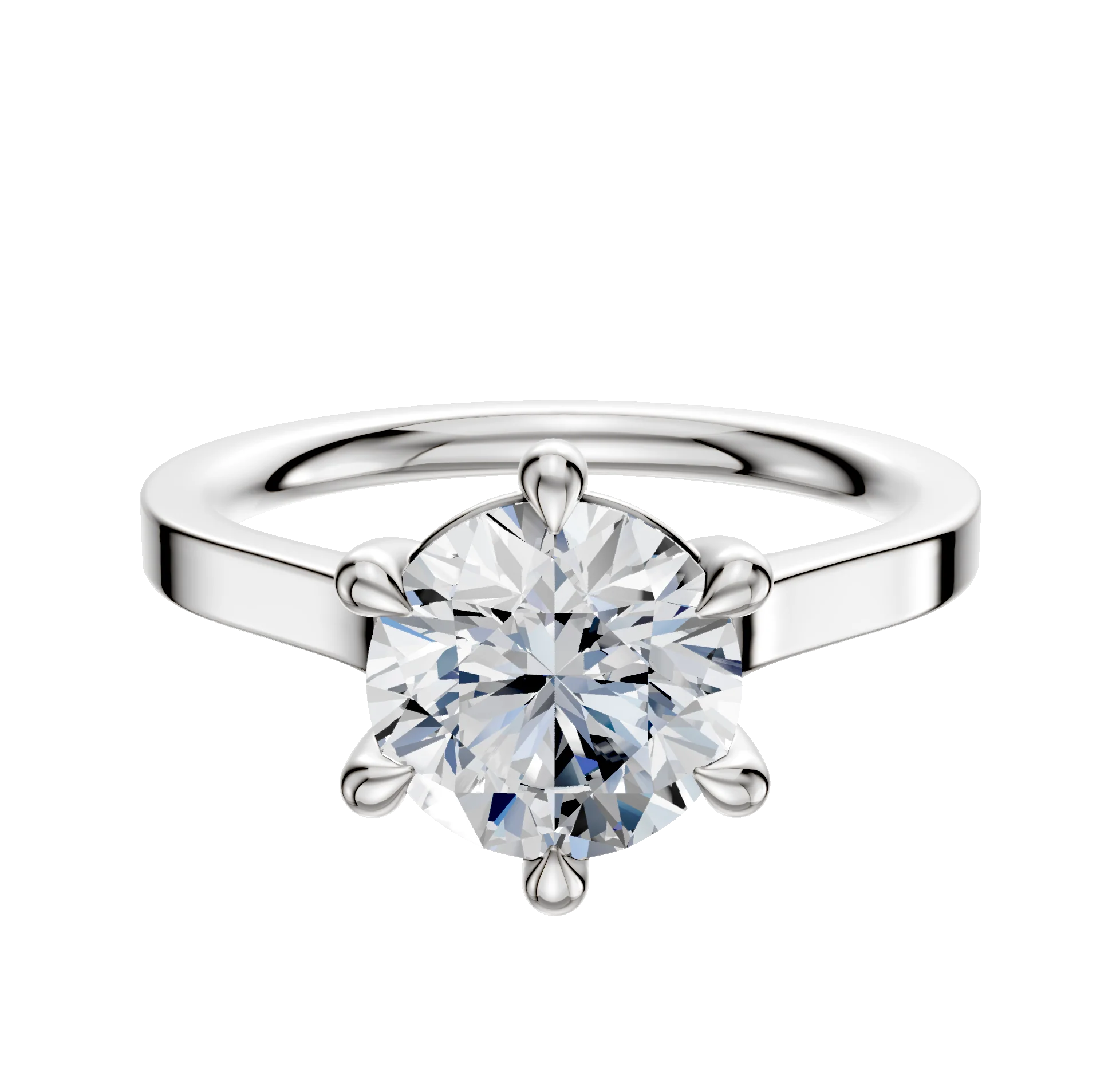 Platinum 6 Prong Basket Cathedral Flat 2.0mm Engagement Ring