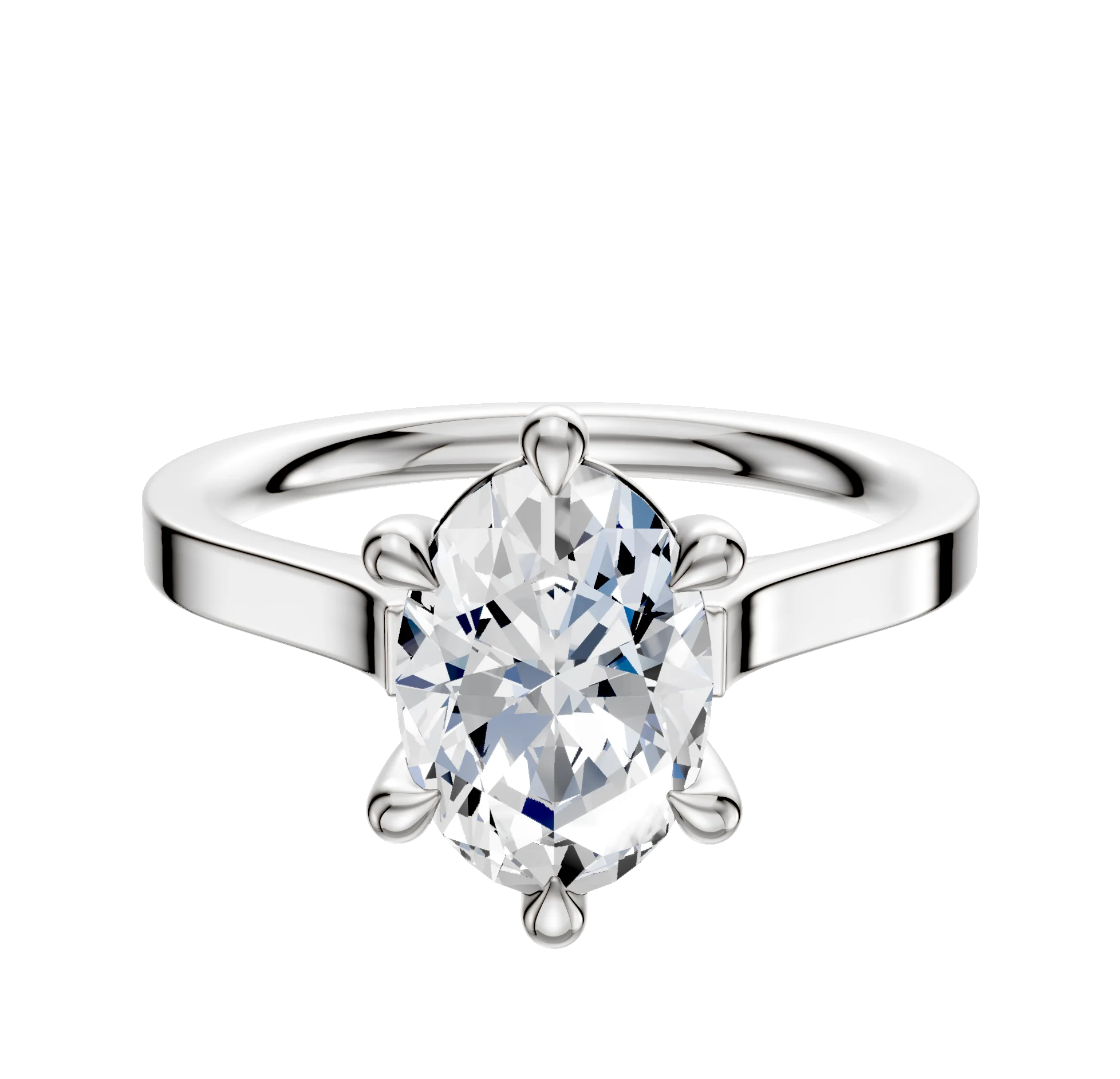 Platinum 6 Prong Basket Cathedral Flat 2.0mm Engagement Ring