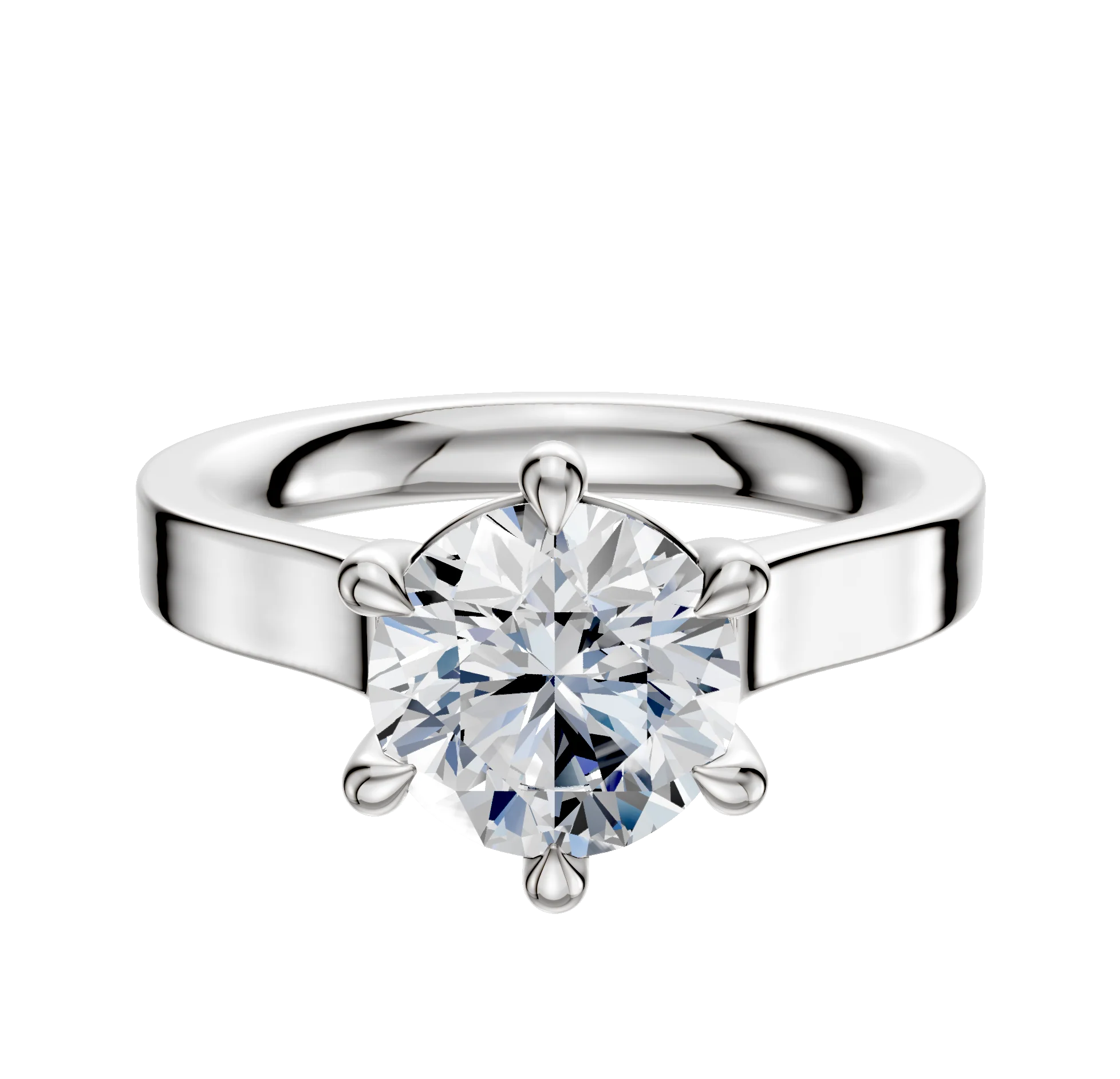 Platinum 6 Prong Basket Cathedral Flat 3.0mm Engagement Ring