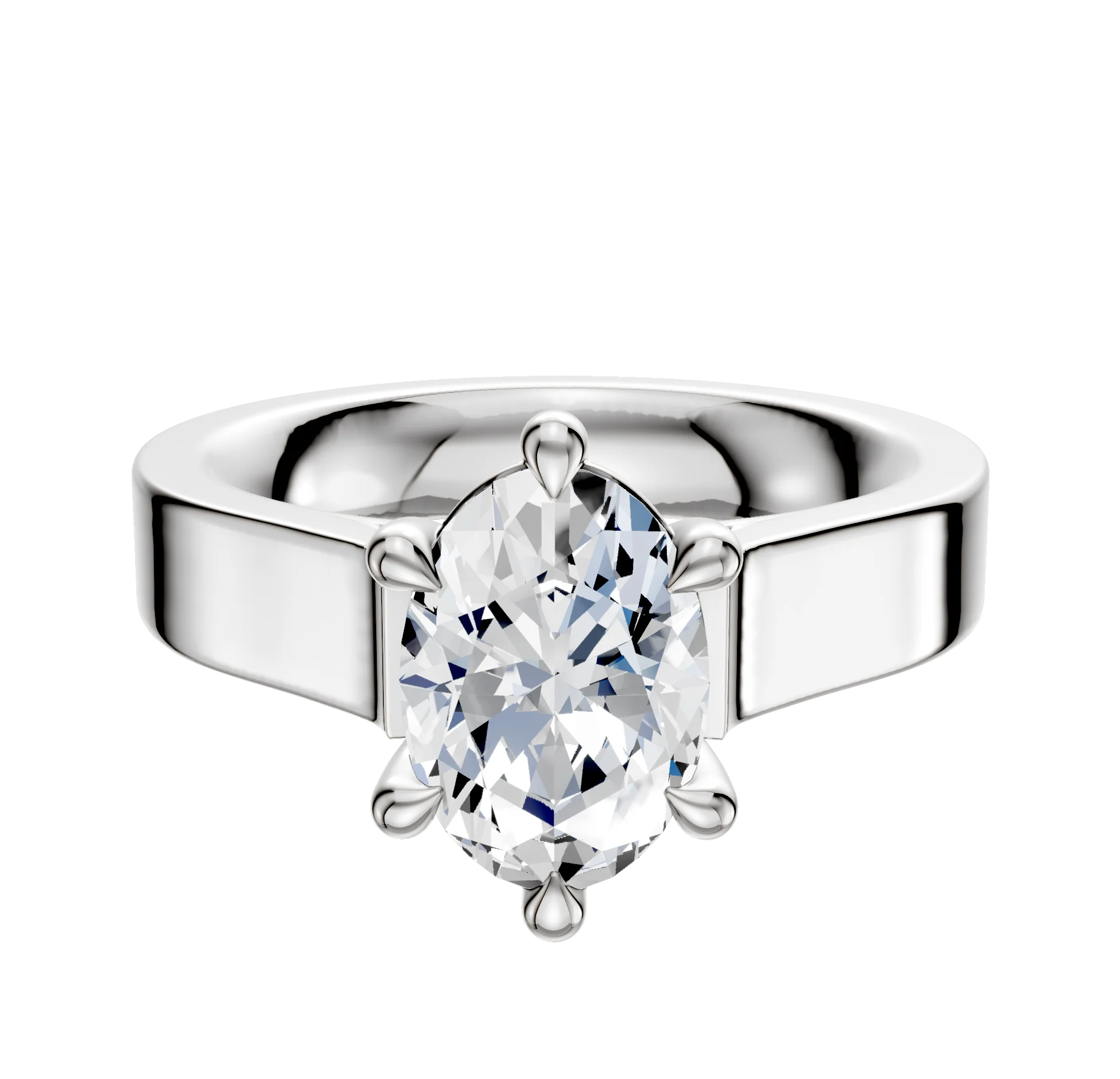 Platinum 6 Prong Basket Cathedral Flat 4.0mm Engagement Ring