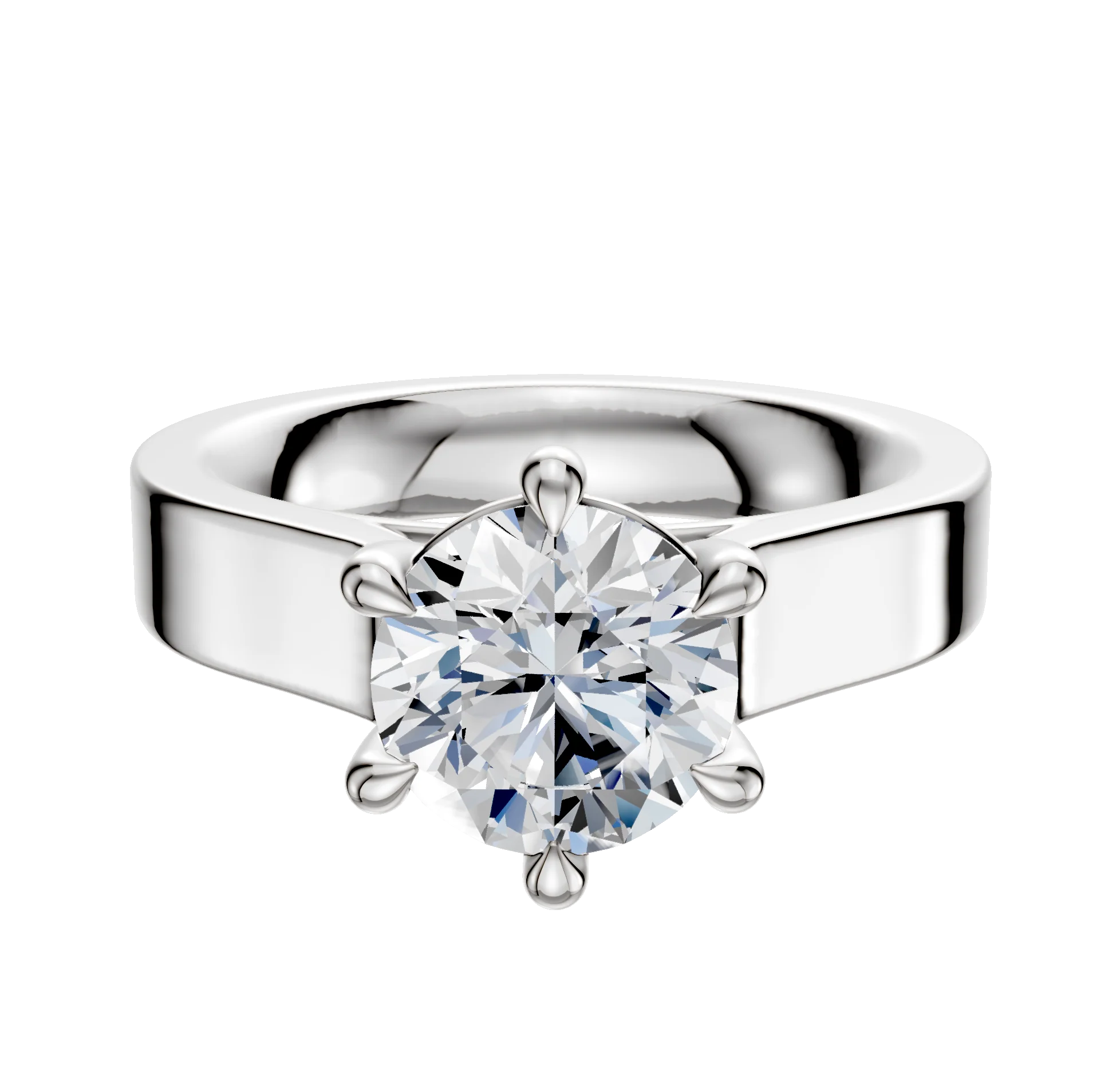Platinum 6 Prong Basket Cathedral Flat 4.0mm Engagement Ring