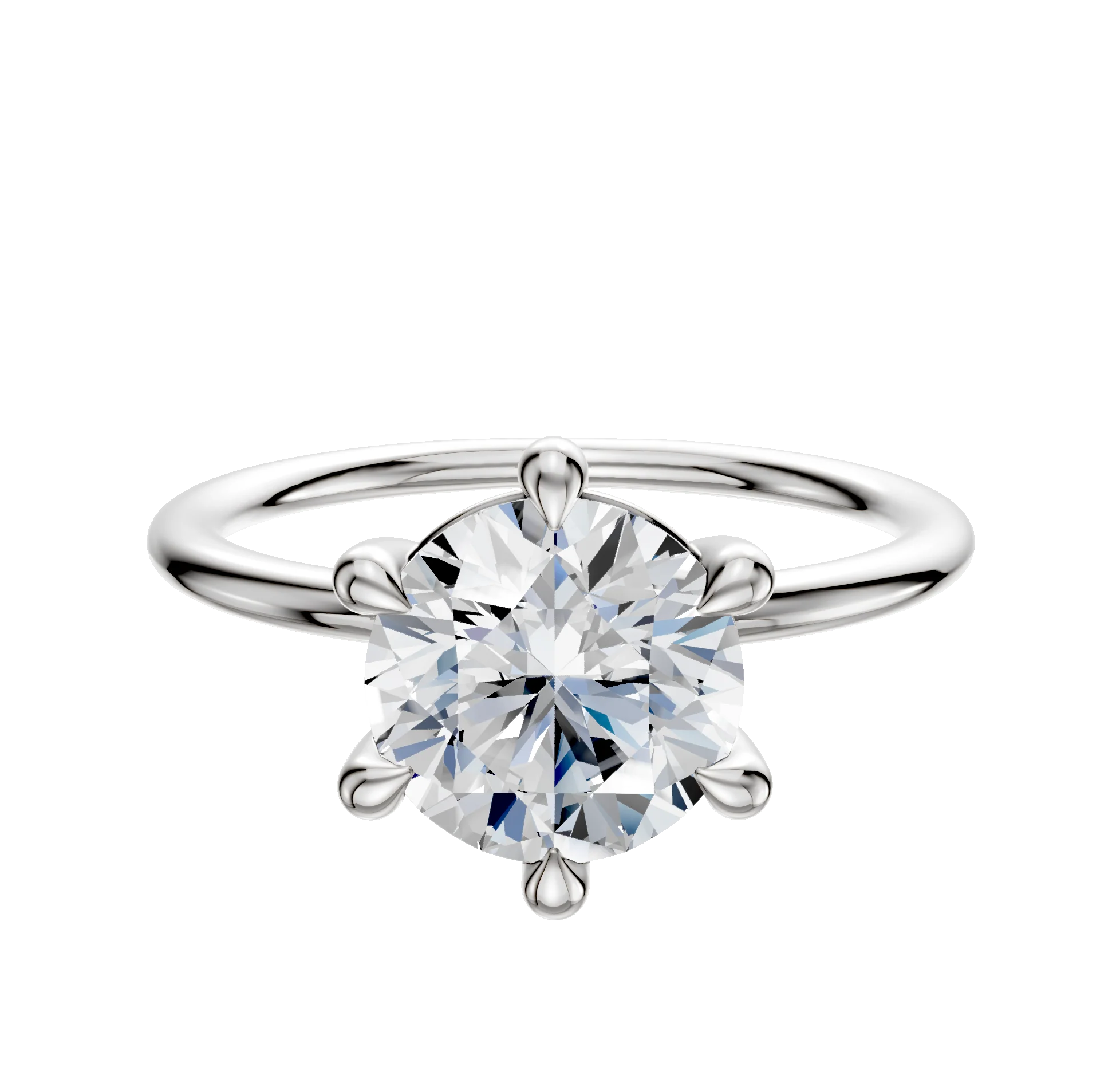 Platinum 6 Prong Basket Classic Dome 1.5mm Engagement Ring
