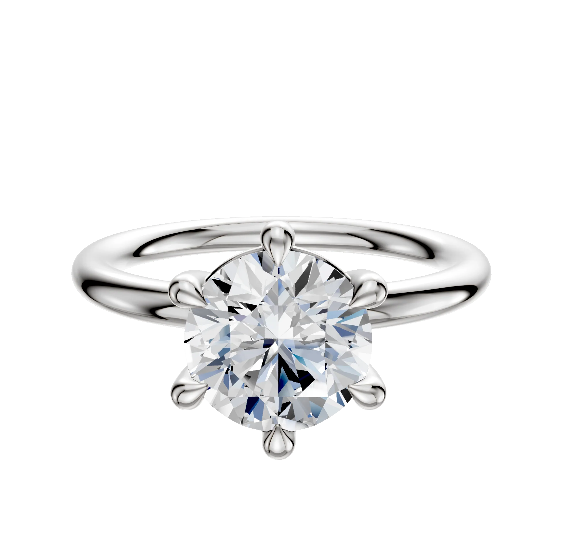Platinum 6 Prong Basket Classic Dome 2.0mm Engagement Ring