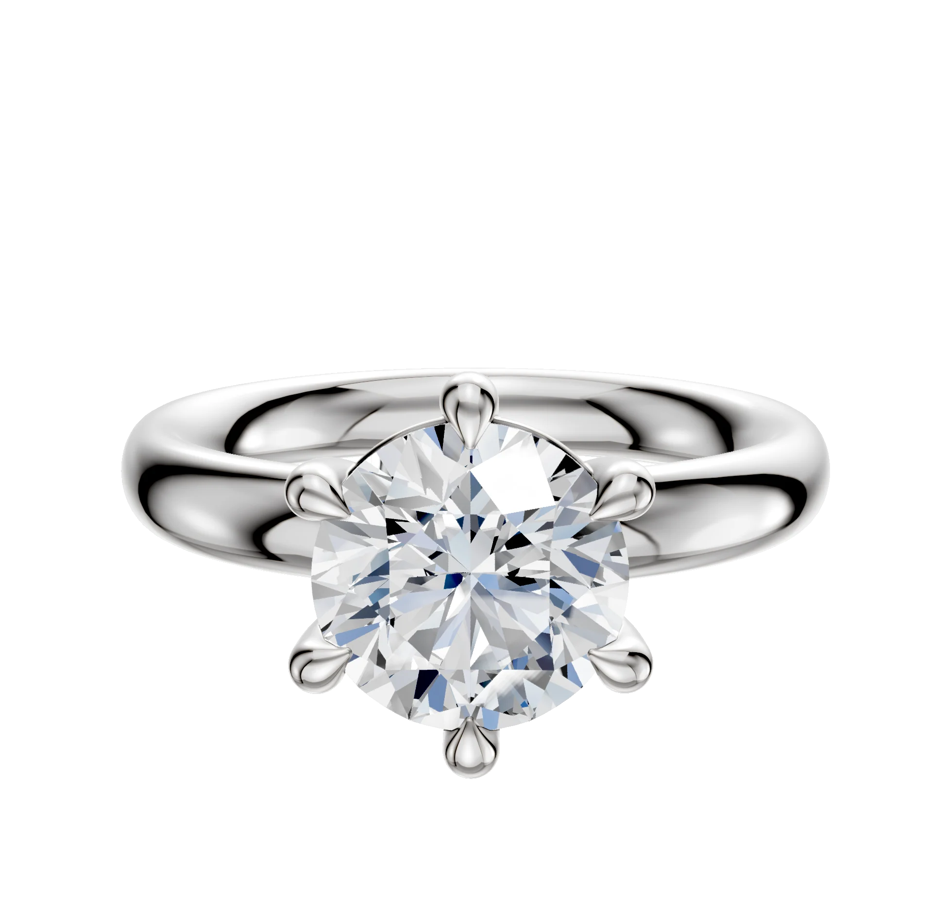 Platinum 6 Prong Basket Classic Dome 3.0mm Engagement Ring