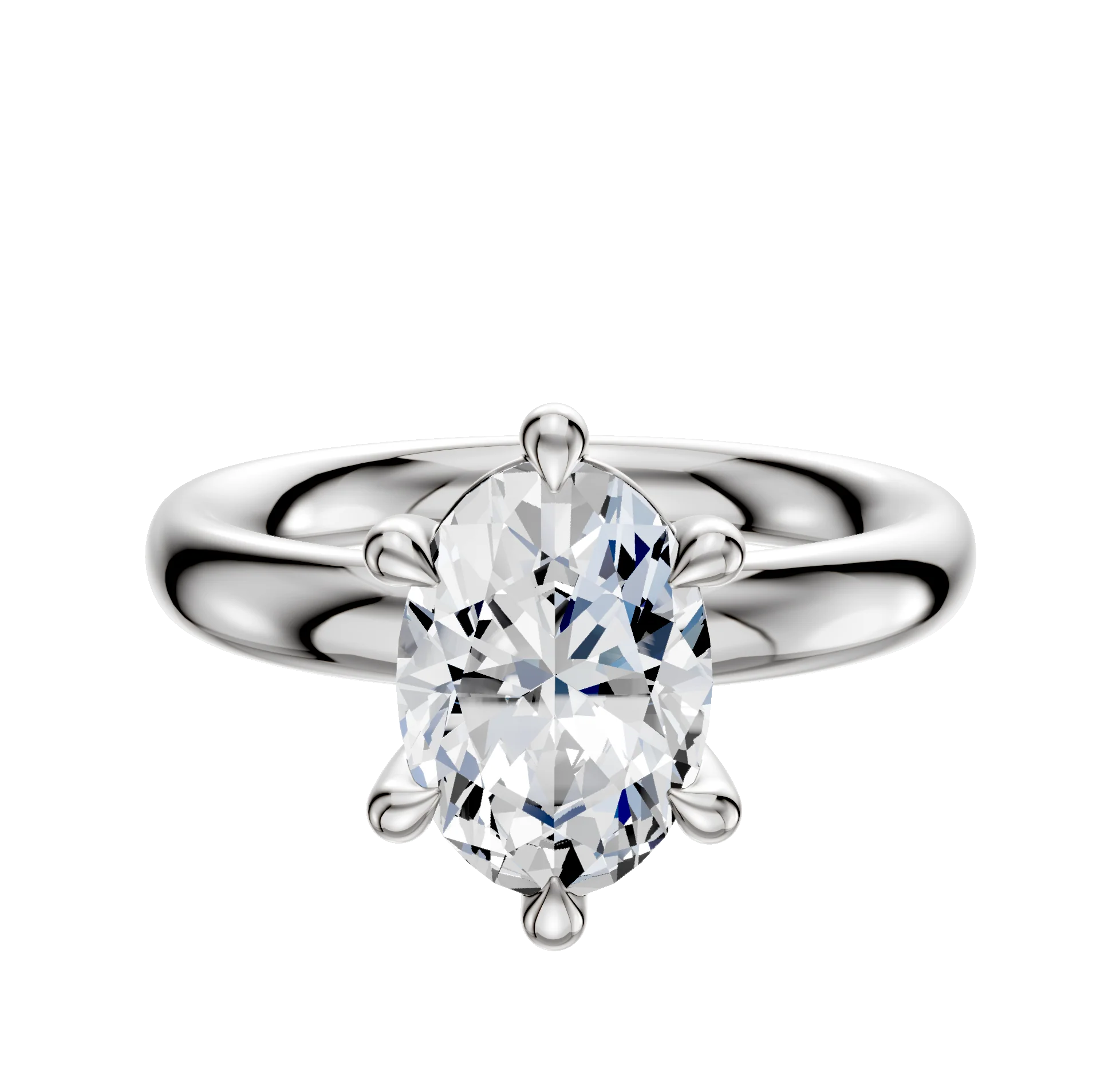 Platinum 6 Prong Basket Classic Dome 3.0mm Engagement Ring