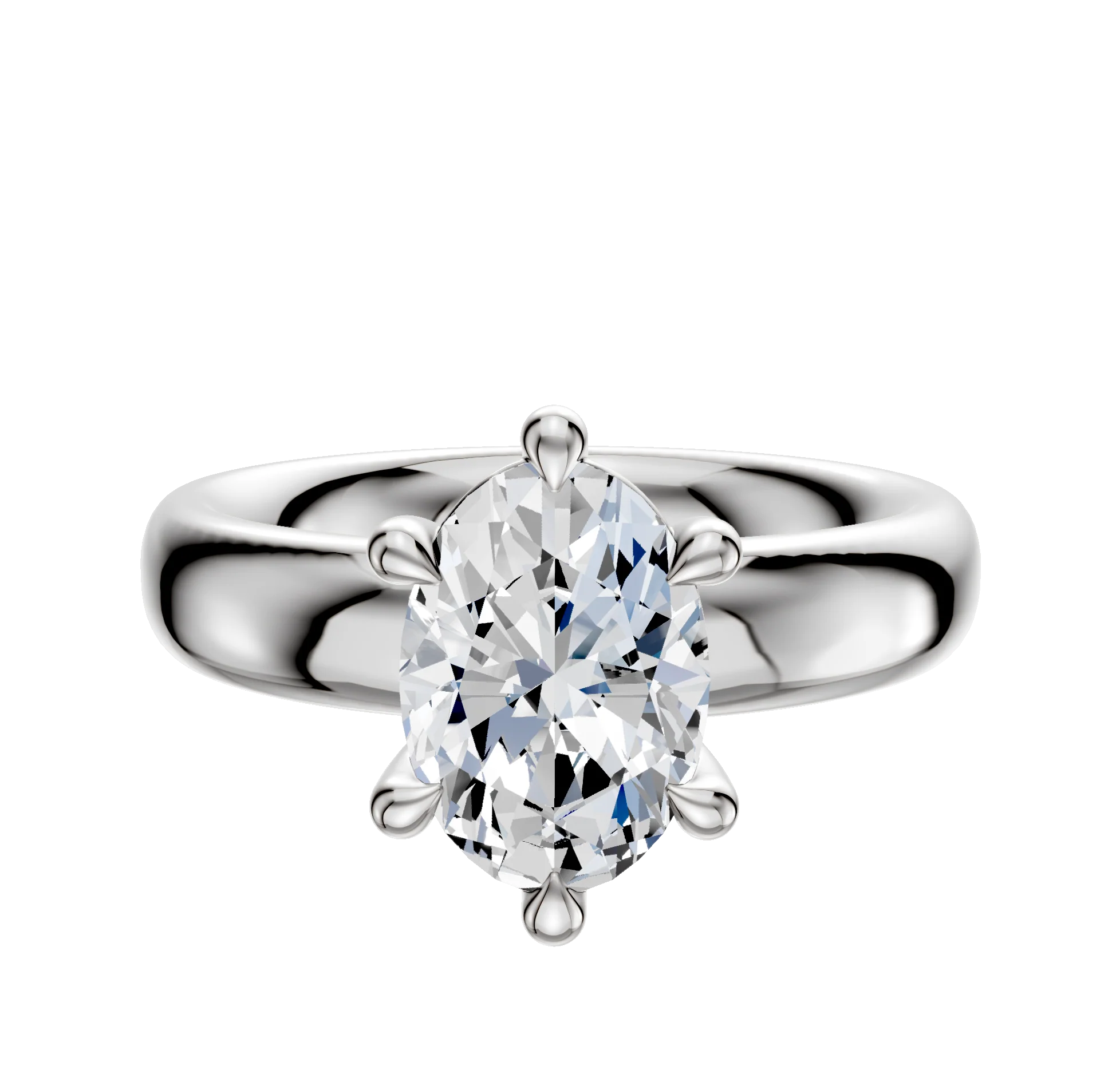 Platinum 6 Prong Basket Classic Dome 4.0mm Engagement Ring