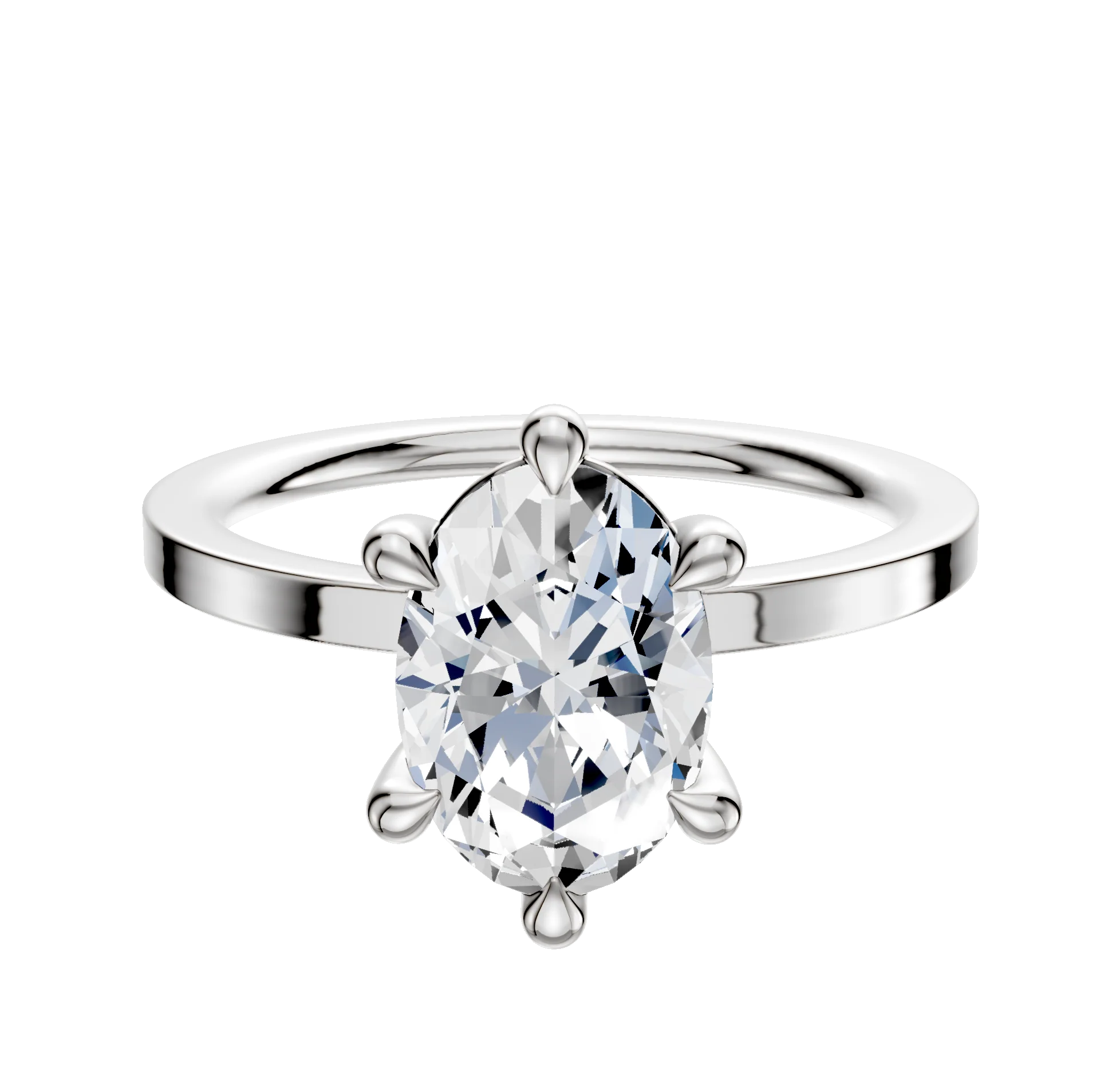 Platinum 6 Prong Basket Classic Flat 1.5mm Engagement Ring