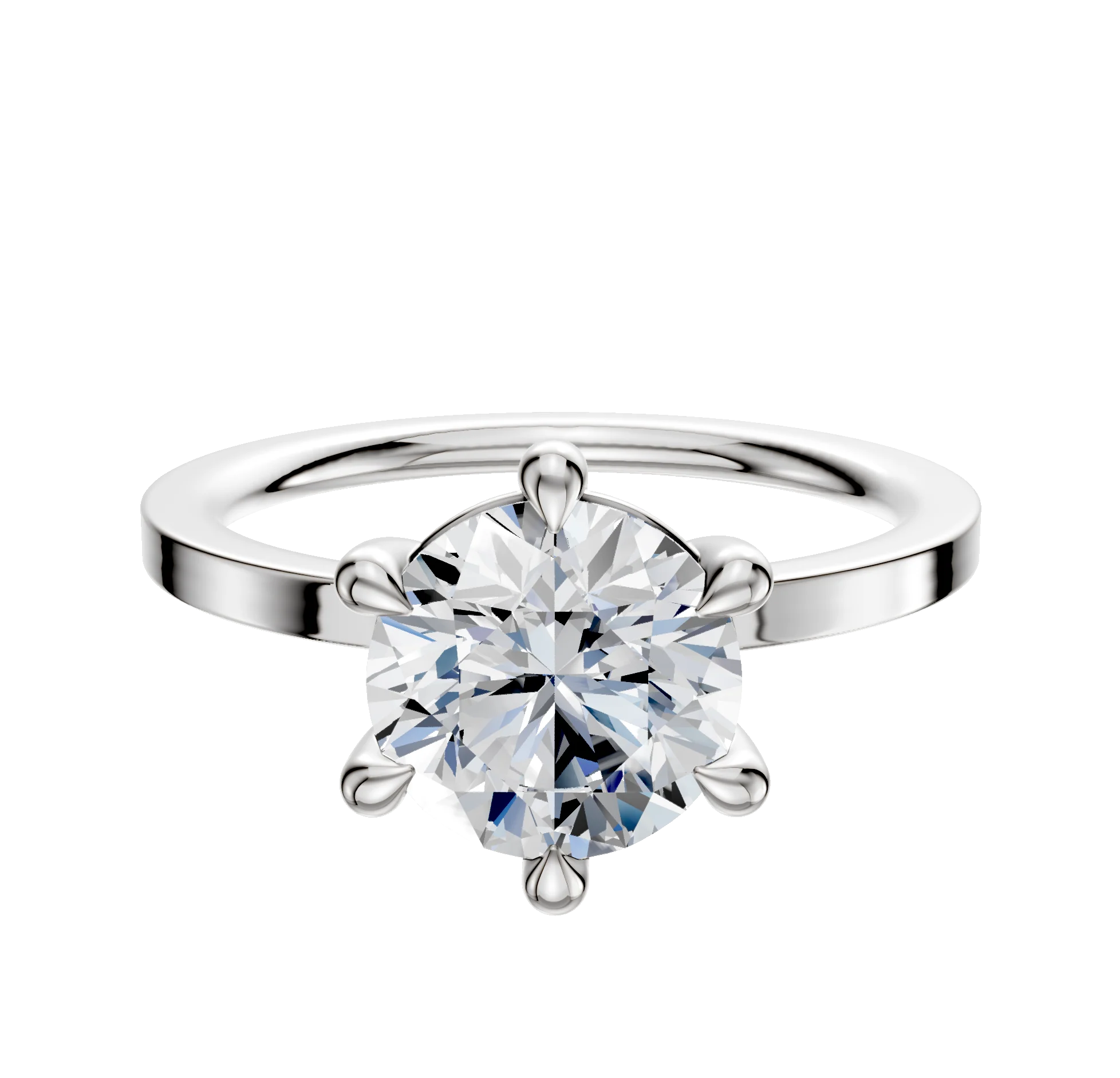 Platinum 6 Prong Basket Classic Flat 1.5mm Engagement Ring