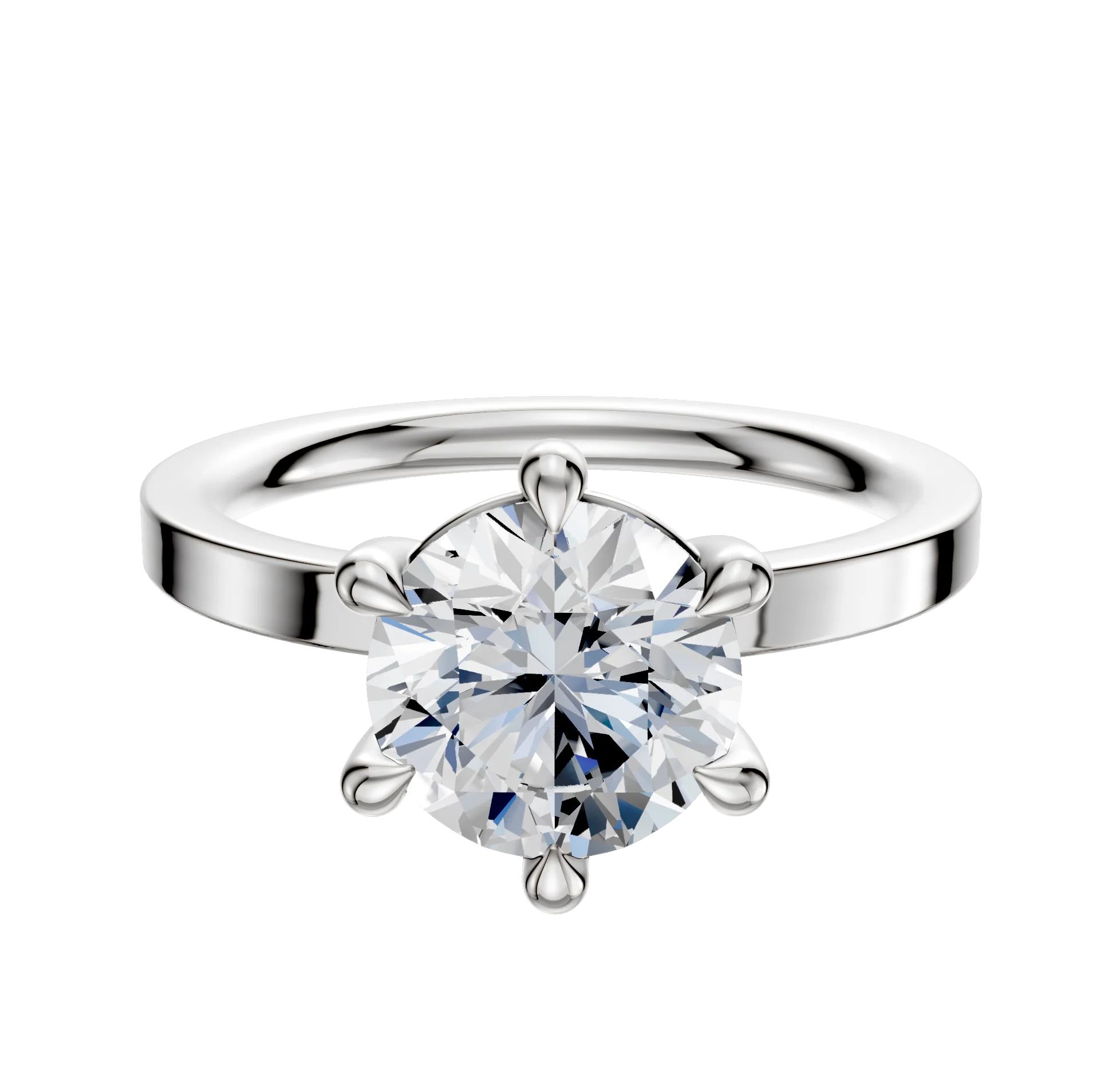 Platinum 6 Prong Basket Classic Flat 2.0mm Engagement Ring