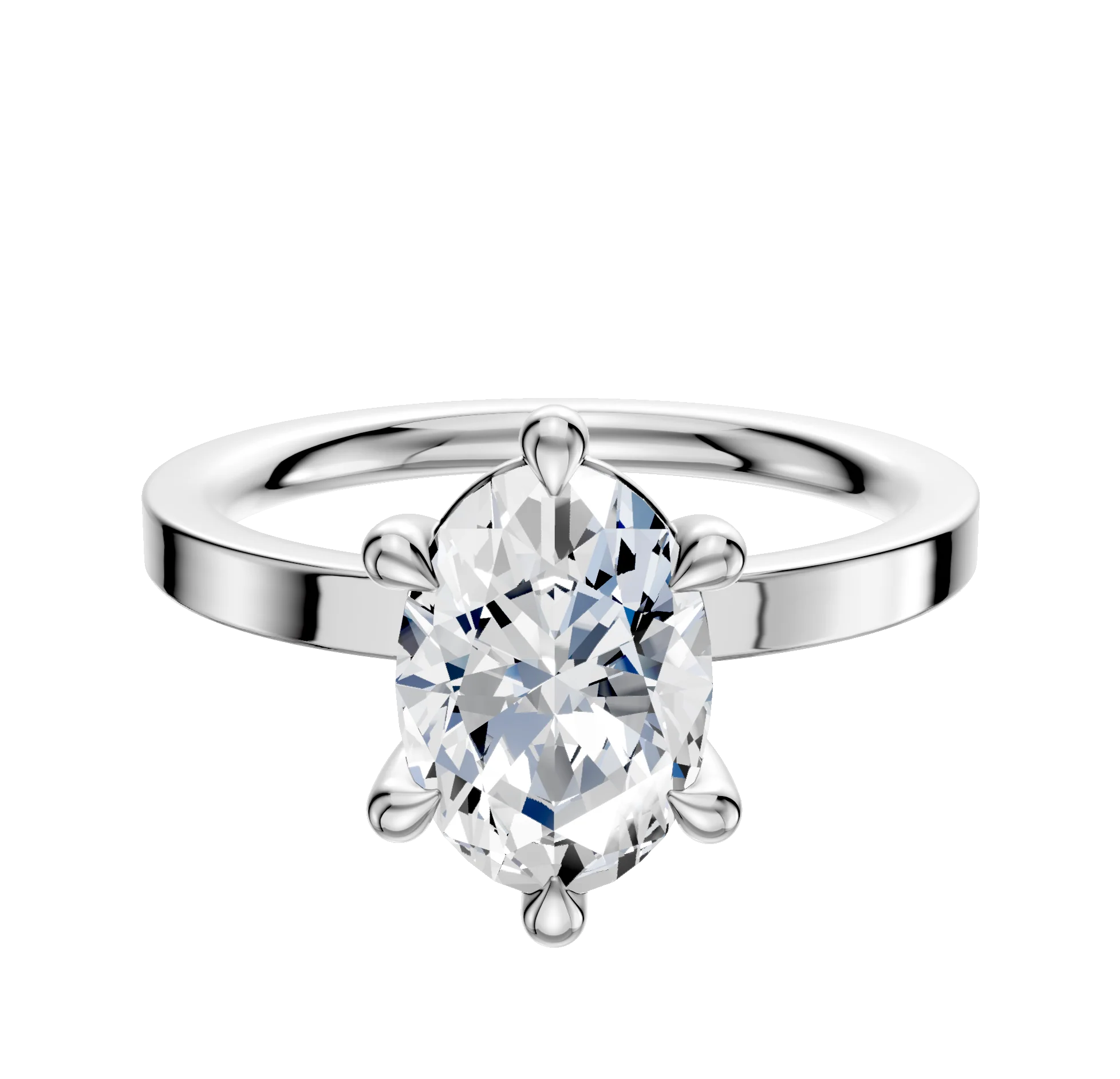 Platinum 6 Prong Basket Classic Flat 2.0mm Engagement Ring