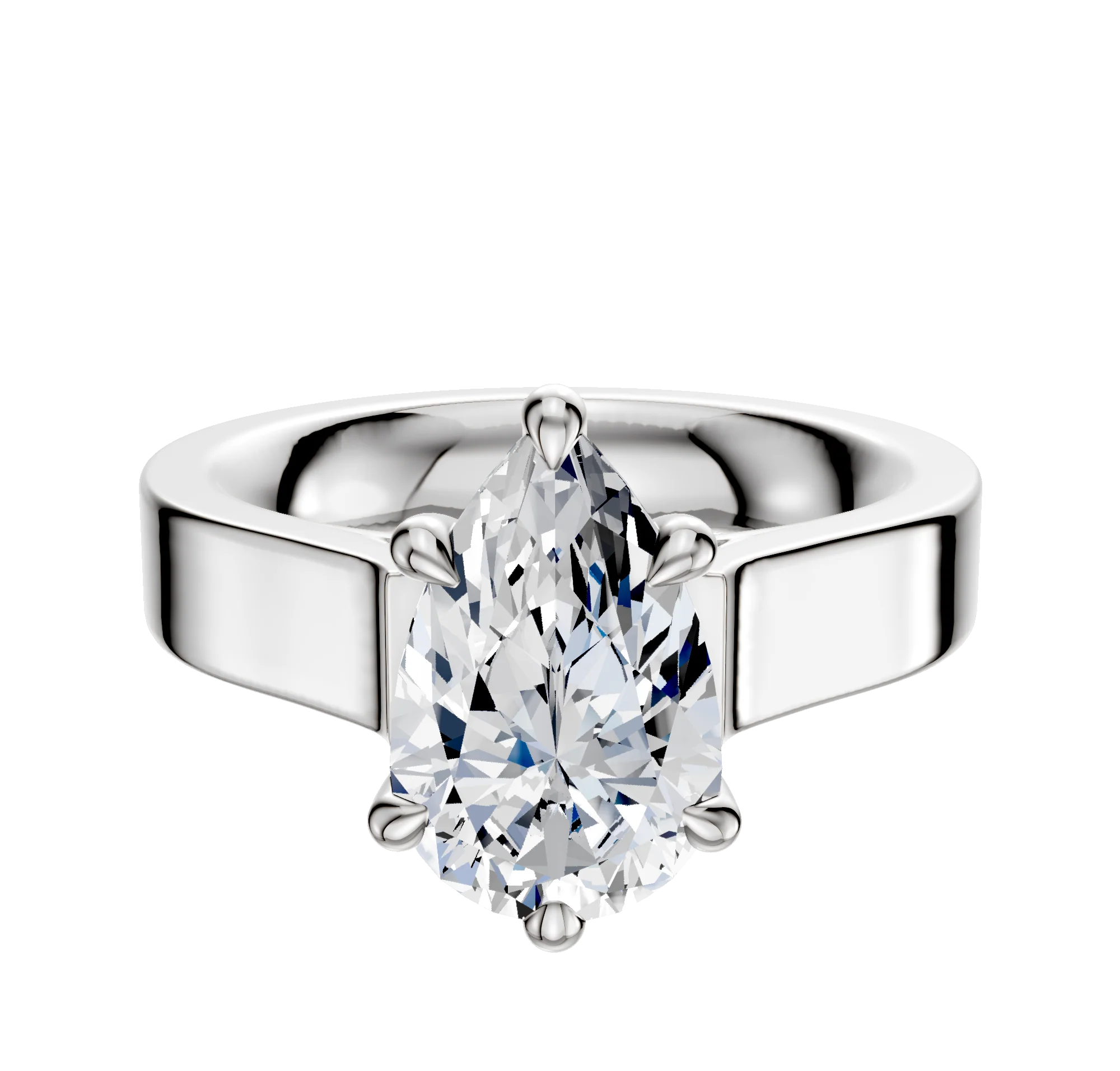 Platinum 6 Prong Hidden Halo Cathedral Flat 4.0mm Engagement Ring