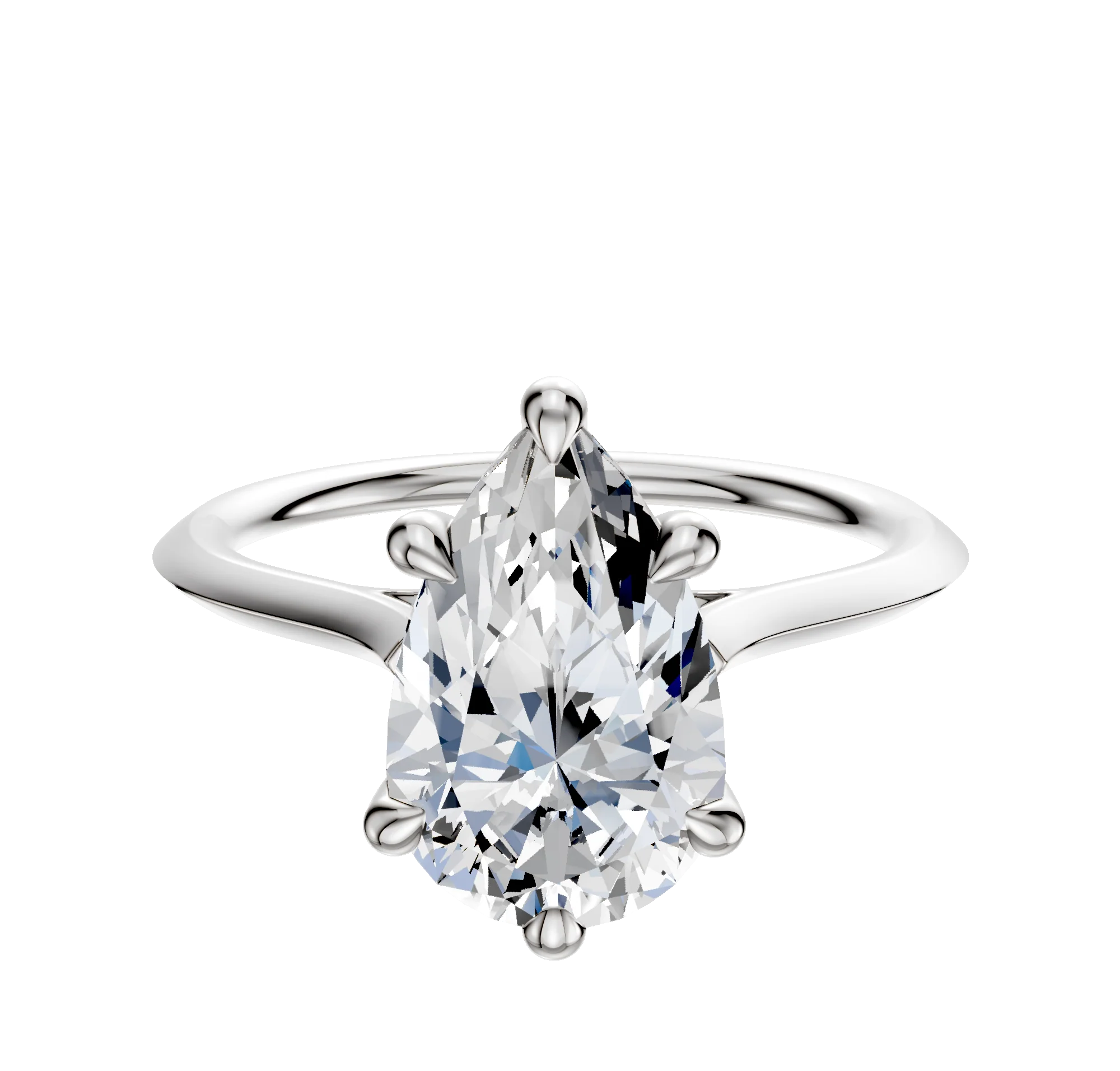 Platinum 6 Prong Hidden Halo Cathedral Knife Edge 1.5mm Engagement Ring