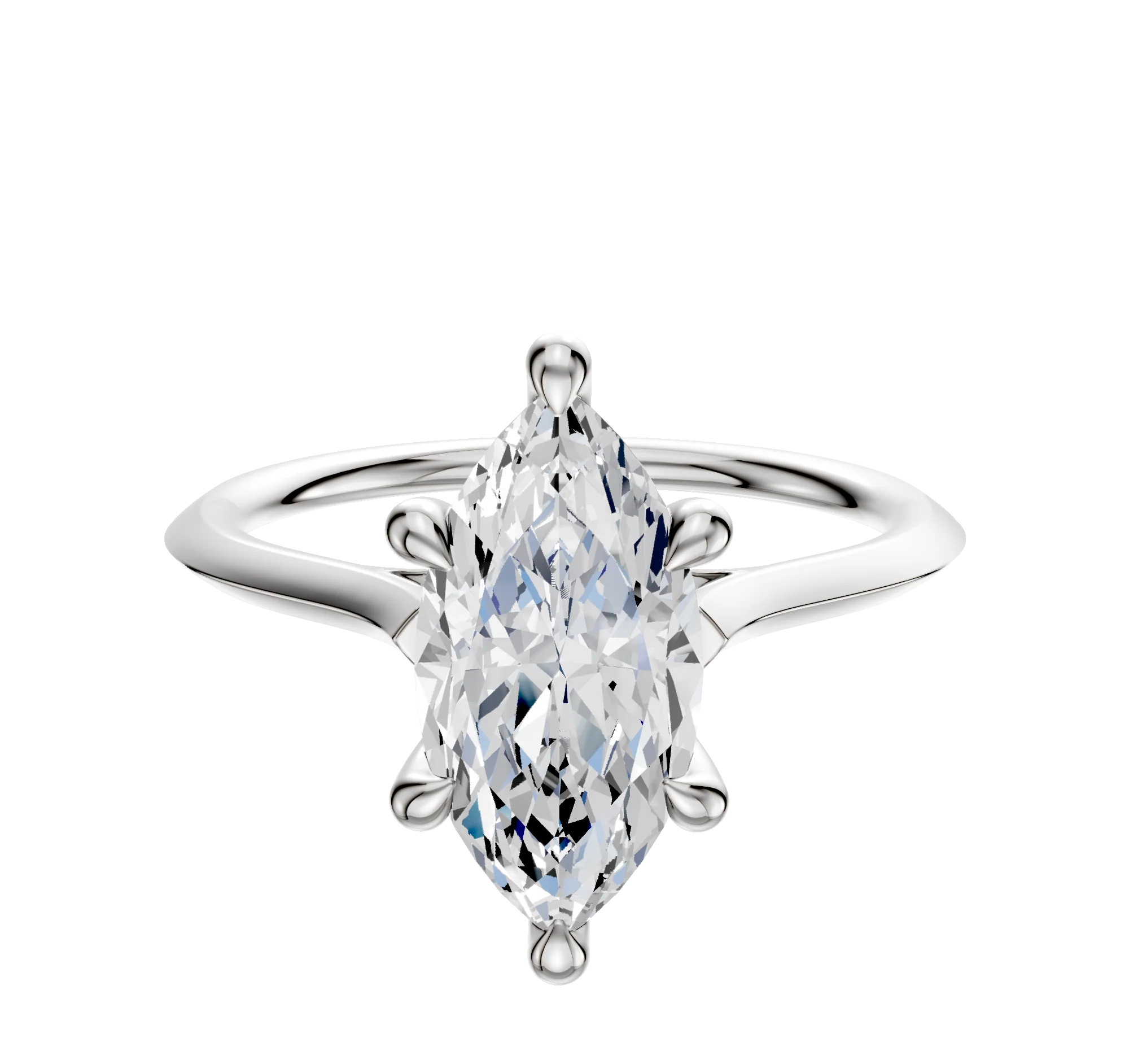 Platinum 6 Prong Hidden Halo Cathedral Knife Edge 1.5mm Engagement Ring