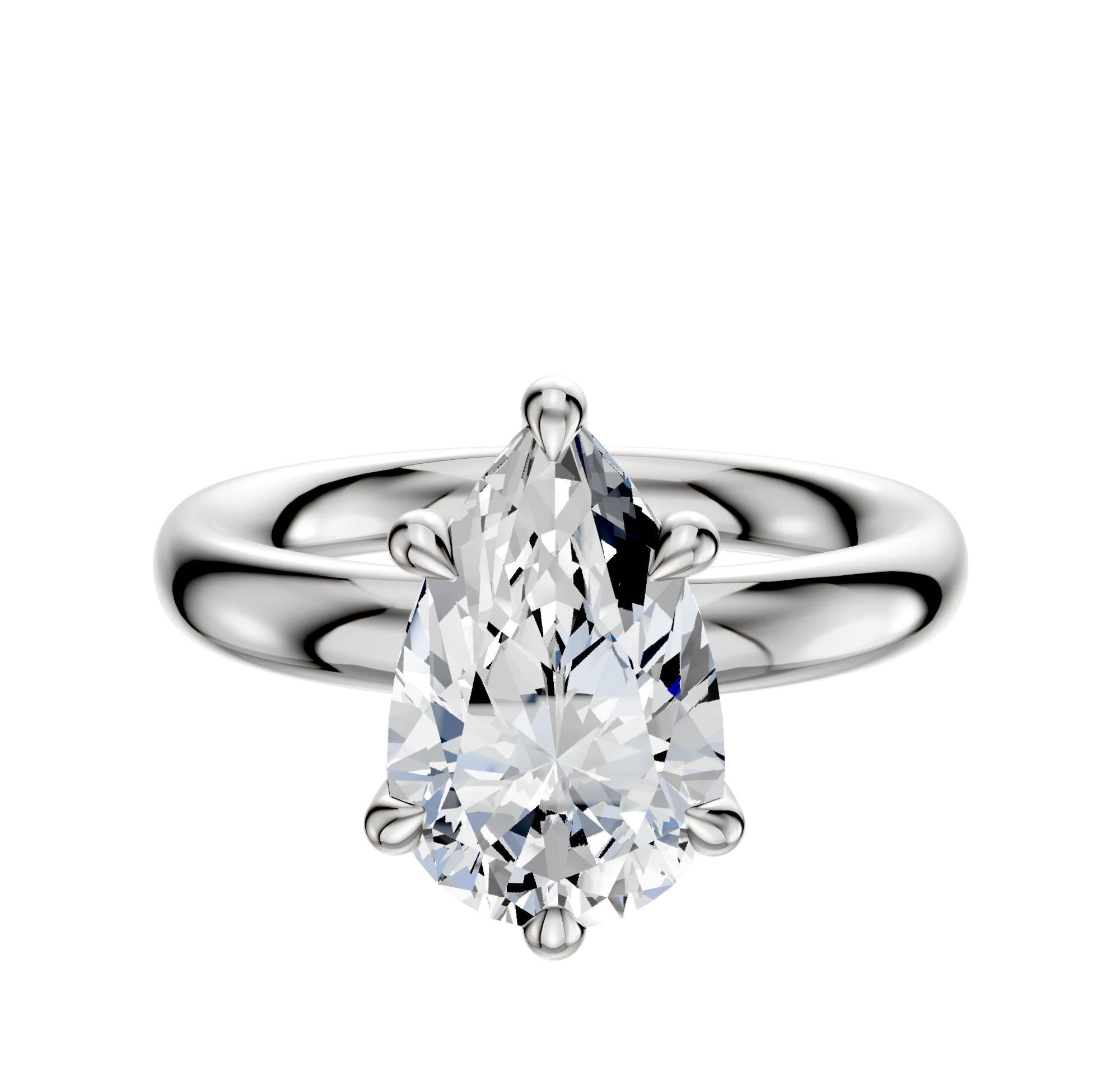 Platinum 6 Prong Hidden Halo Classic Dome 3.0mm Engagement Ring