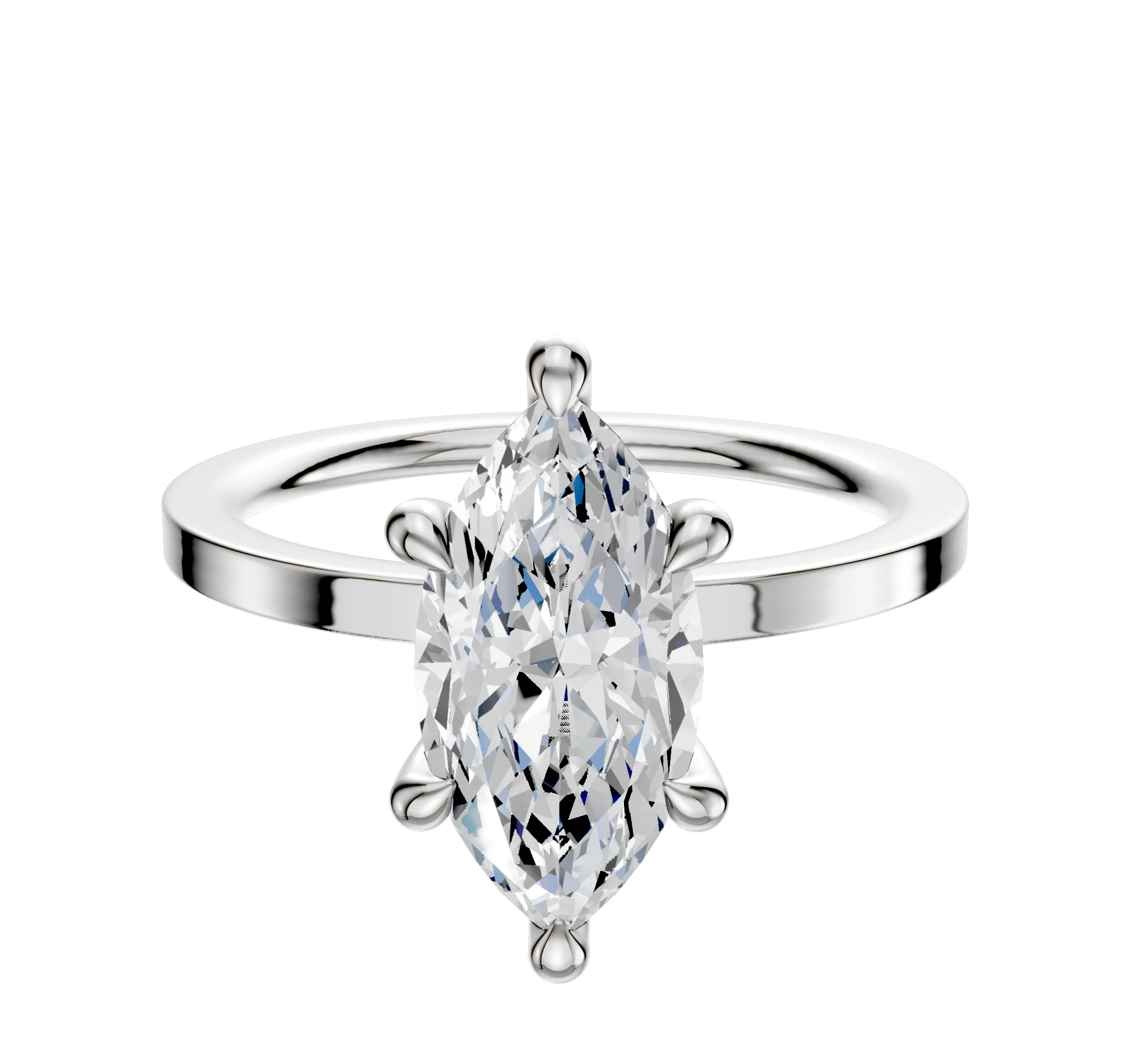 Platinum 6 Prong Hidden Halo Classic Flat 1.5mm Engagement Ring