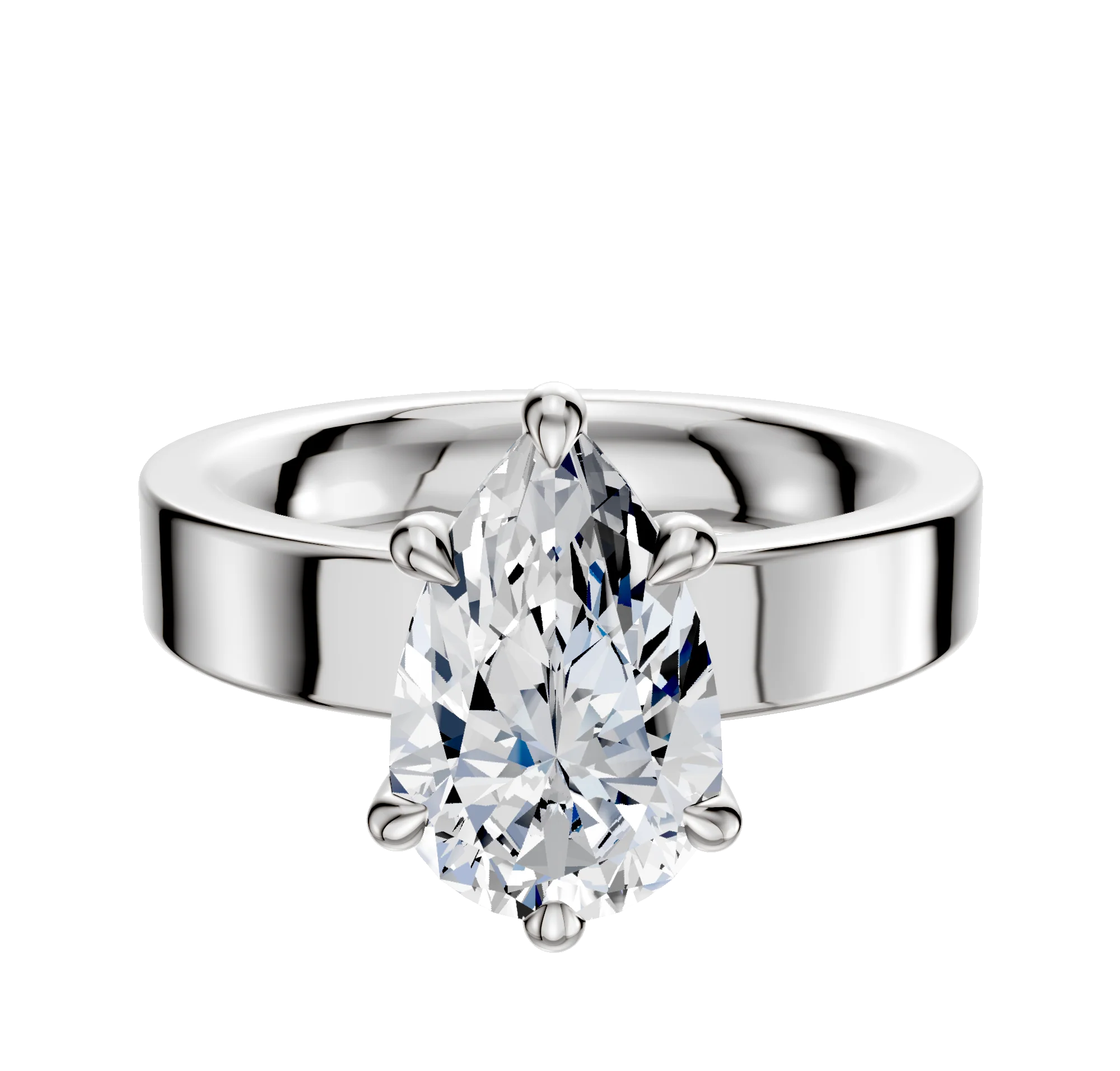 Platinum 6 Prong Hidden Halo Classic Flat 4.0mm Engagement Ring