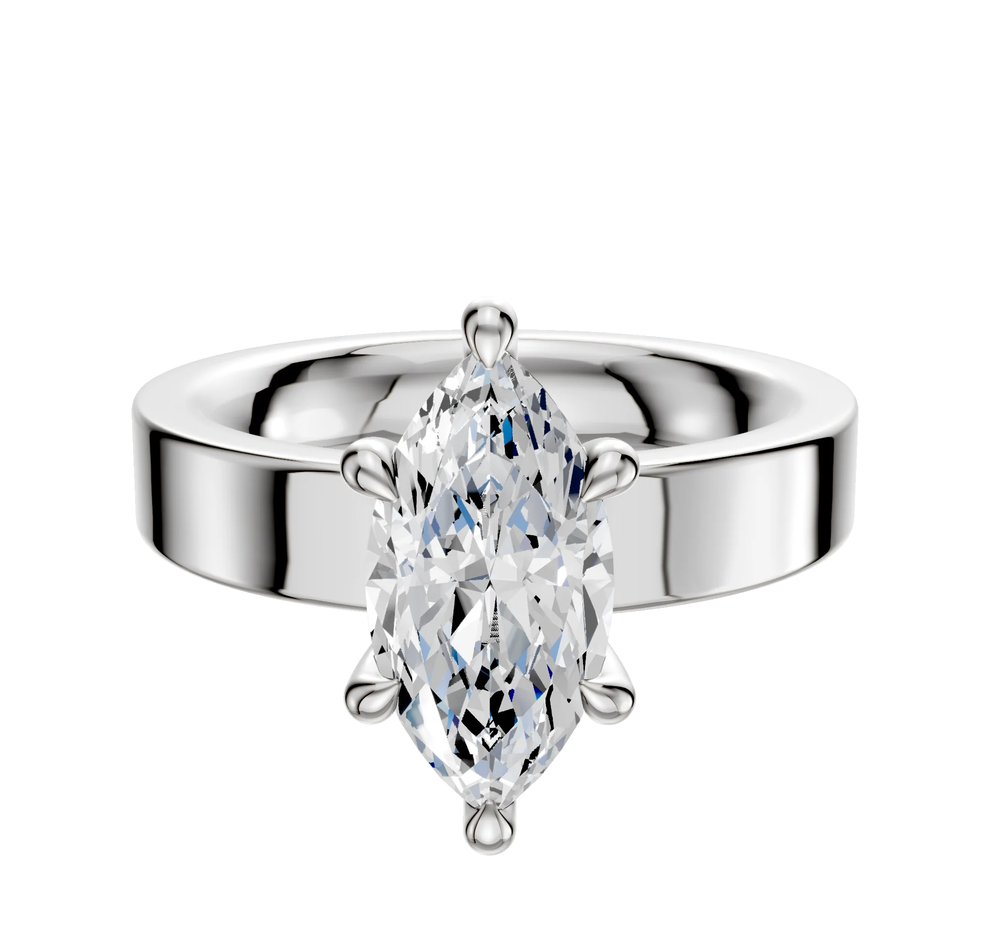 Platinum 6 Prong Hidden Halo Classic Flat 4.0mm Engagement Ring
